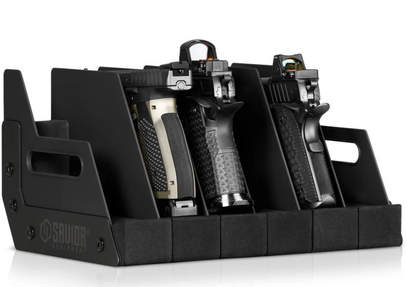 Savior Equipment Pistol/Revolver Storage Rack, 6-Slot, Black (RK-HAND-XSIX-BK)