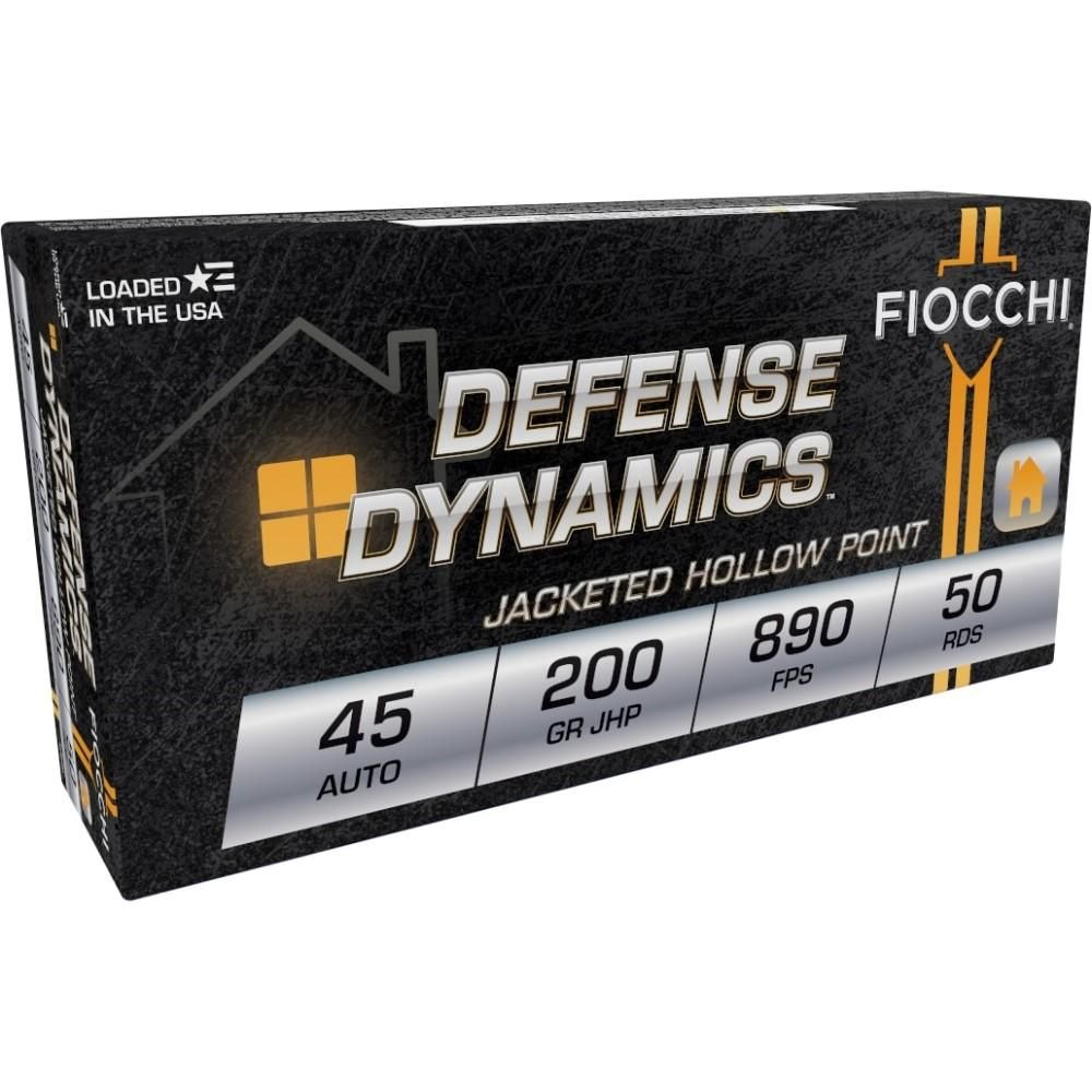 Fiocchi Shooting Dynamics Pistol Ammunition 45B, 45 ACP, Jacketed Hollow Point (JHP), 200 GR, 890 fps, 50 Rd/bx