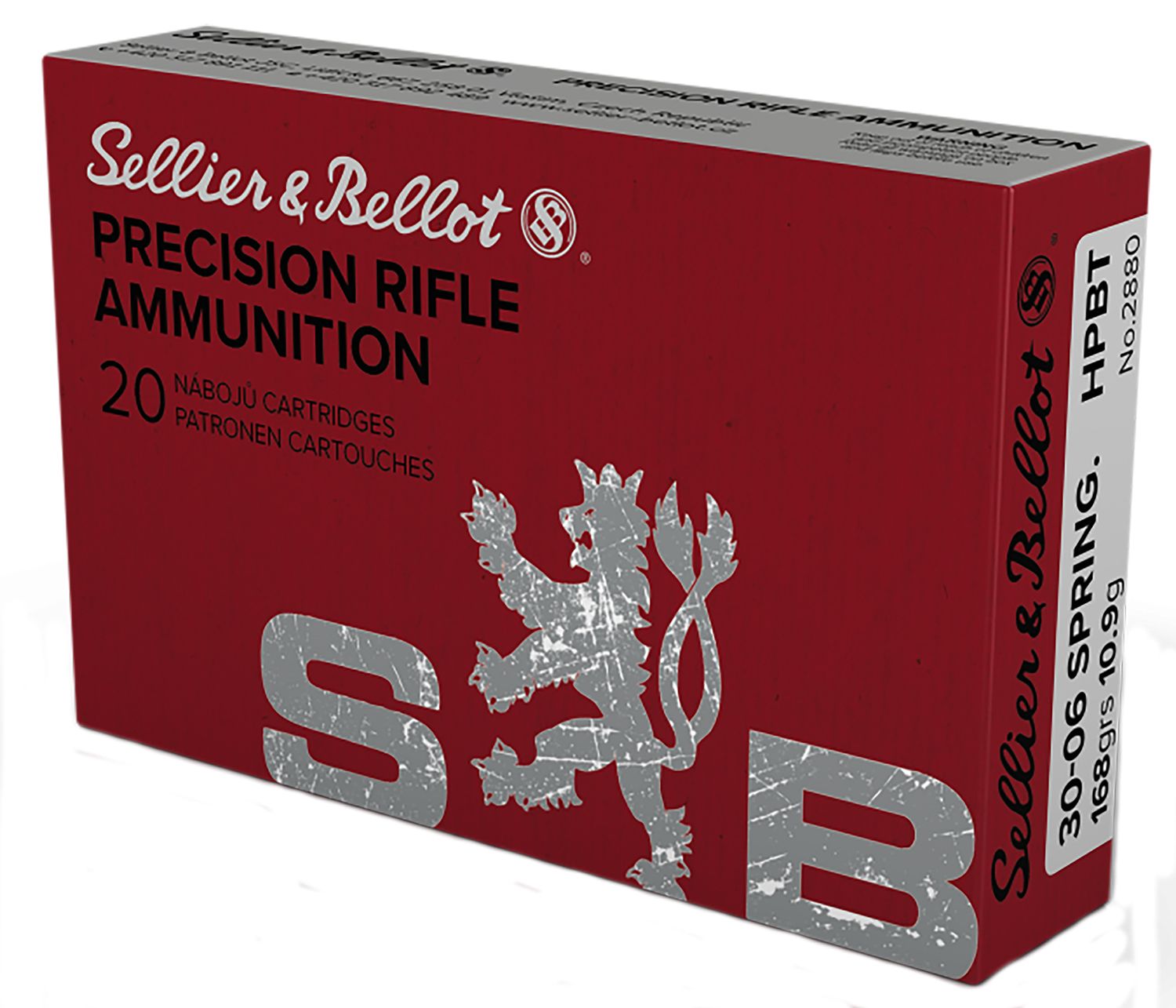 Sellier & Bellot Rifle Ammuntion SB3006D, 30-06 Springfield, Boat Tail Hollow Point (HP), 168 GR, 2692 fps, 20 Rd/bx