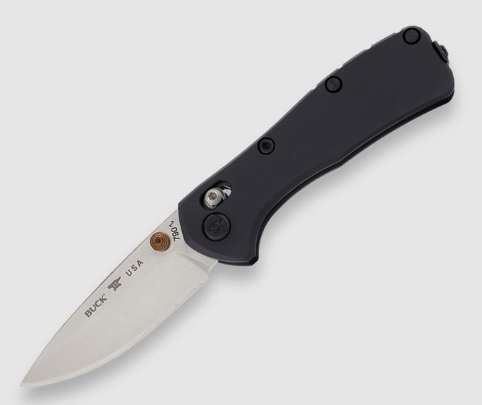 Buck Knives 0790BKS-B, 790 Mini Range Elite, Satin finished drop point MagnaCut blade, Black anodized aluminum