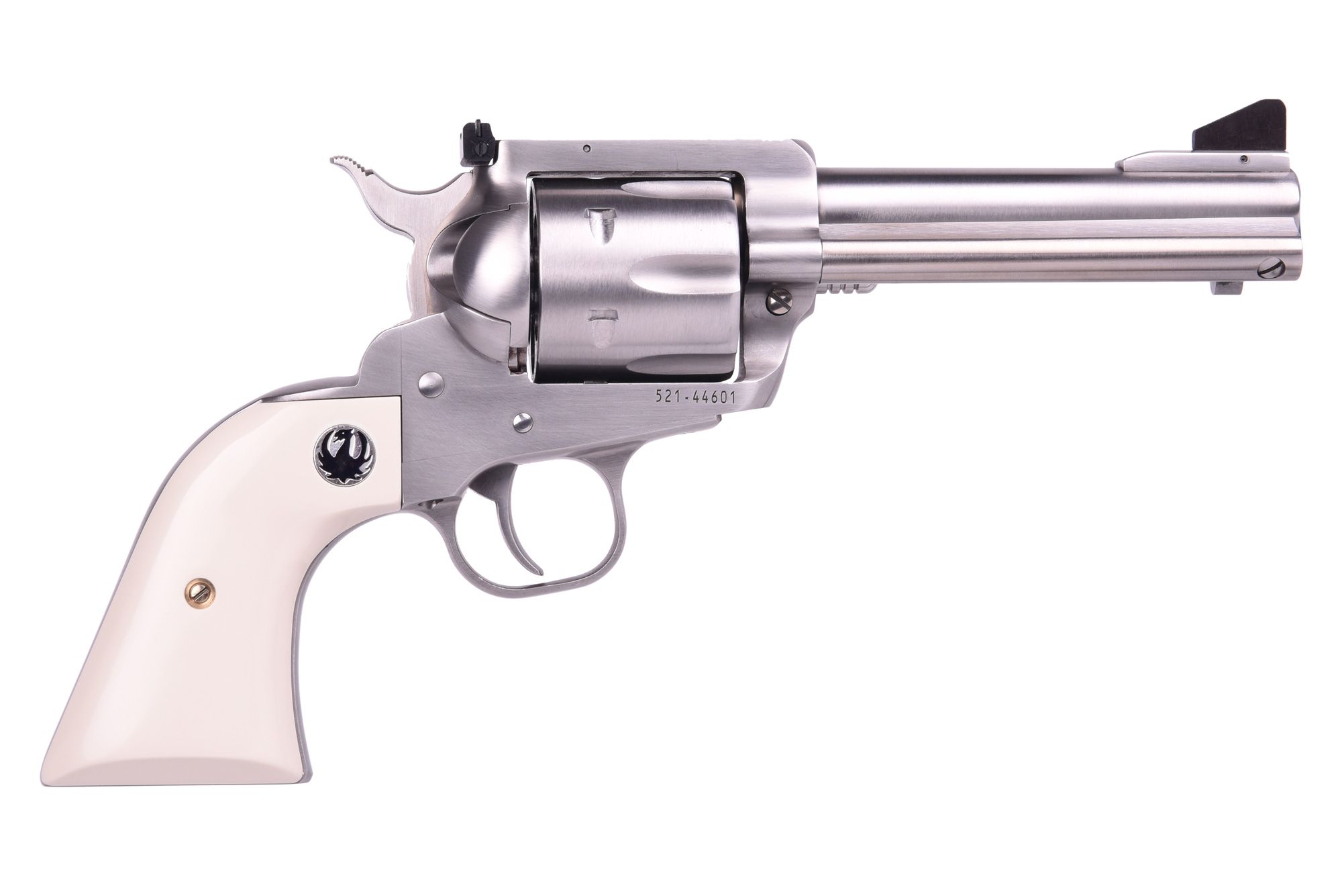 Ruger Blackhawk Flattop Revolver 5243, 45 ACP/45 Colt, 4 5/8in, Simulated Ivory Grips, Stainless Finish, 6 Rds