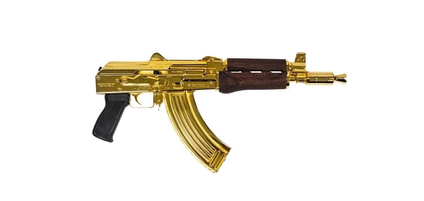 Zastava ZPAP M92 Pistol ZP92762MGL, 7.62x39mm, 10in, Black Polymer Furniture, 24k Gold, 30 Rds