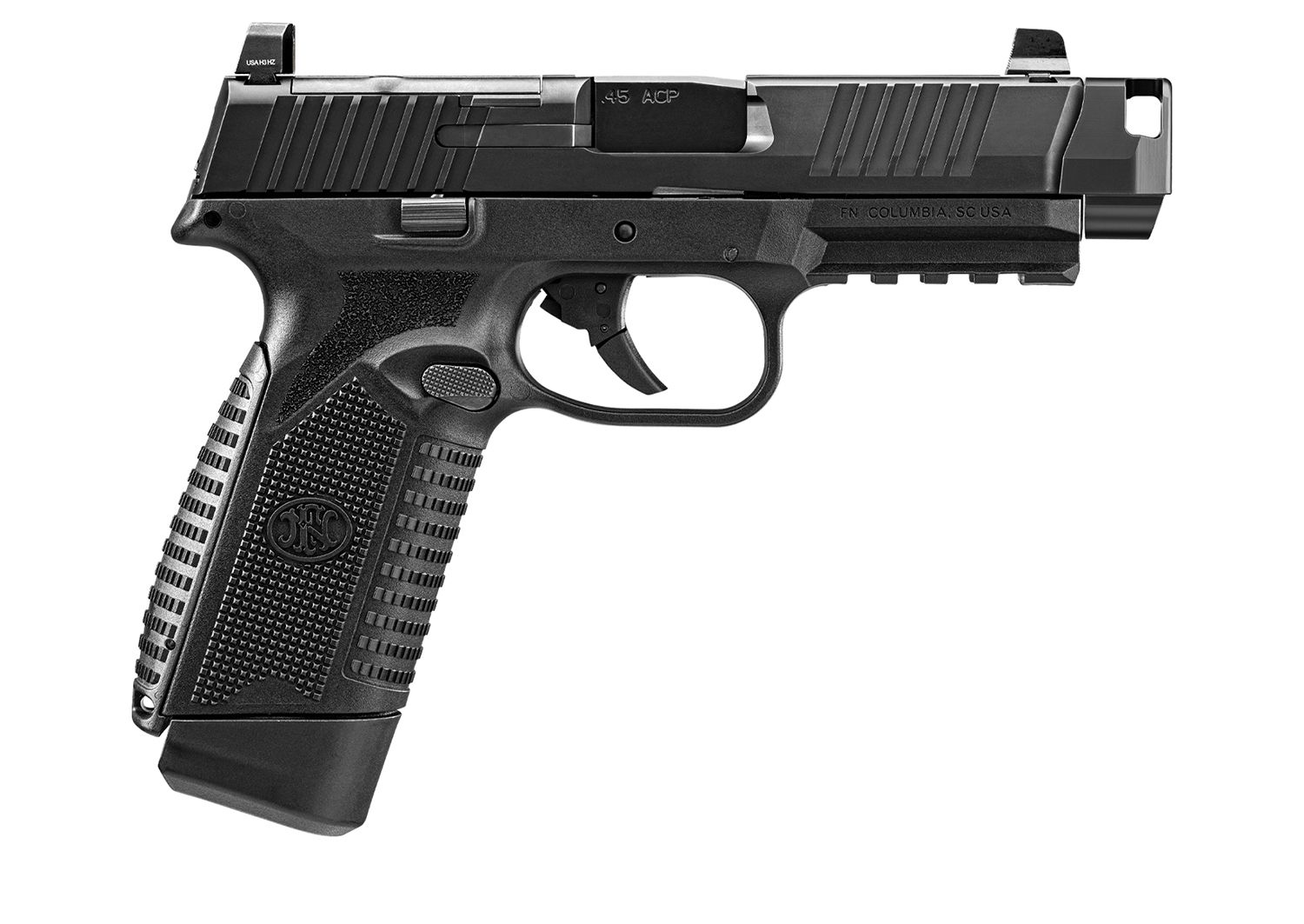 FN Herstal 545 MRD Compensated Optic Ready Pistol 66102137, 45 ACP, 4.43in, Interchangeable Backstrap, Black Finish, 10 Rds