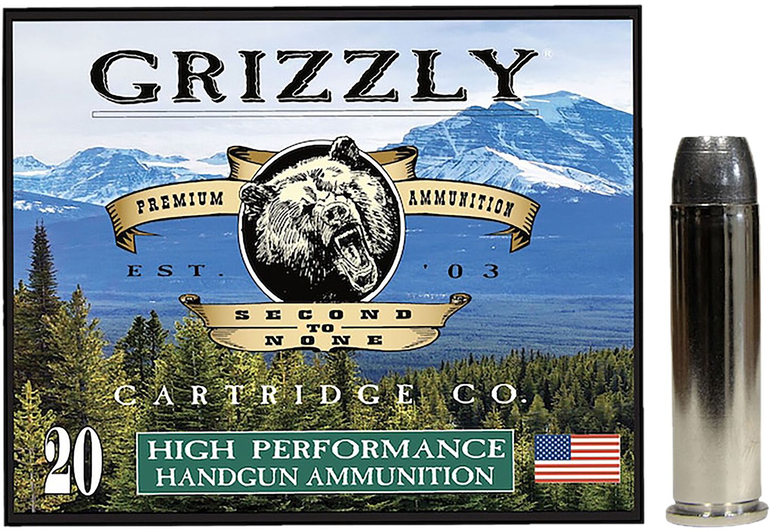 Grizzly Ammunition High Performance Pistol Ammunition GC357M12, 357 Mag, Wide Flat Nose Gas Check, 180  GR, 1400  fps, 20 Rd/bx