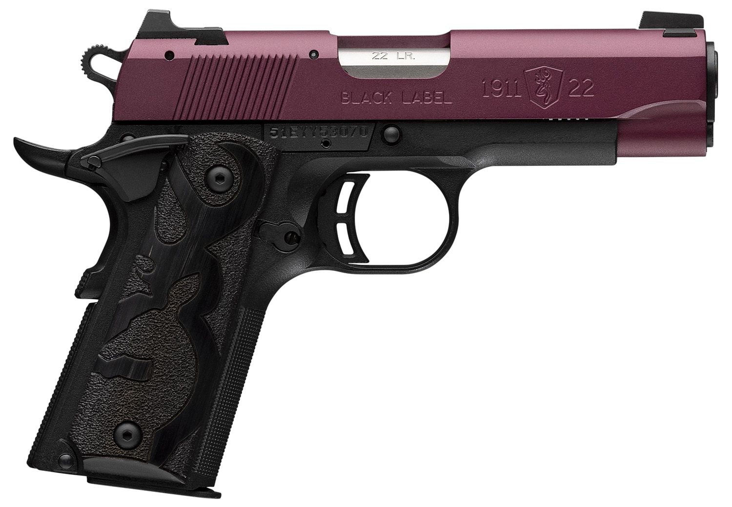 Browning 1911-22 Black Label Pistol 051062490, 22 LR, 3.63in, Black Polymer, Matte Black Finish, 10 Rds