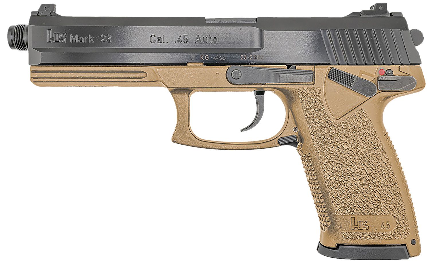 Heckler & Koch Mark 23 Pistol 81000869, 45 ACP, 5.87in, Textured Grips, Flat Dark Earth Finish, 10 Rds