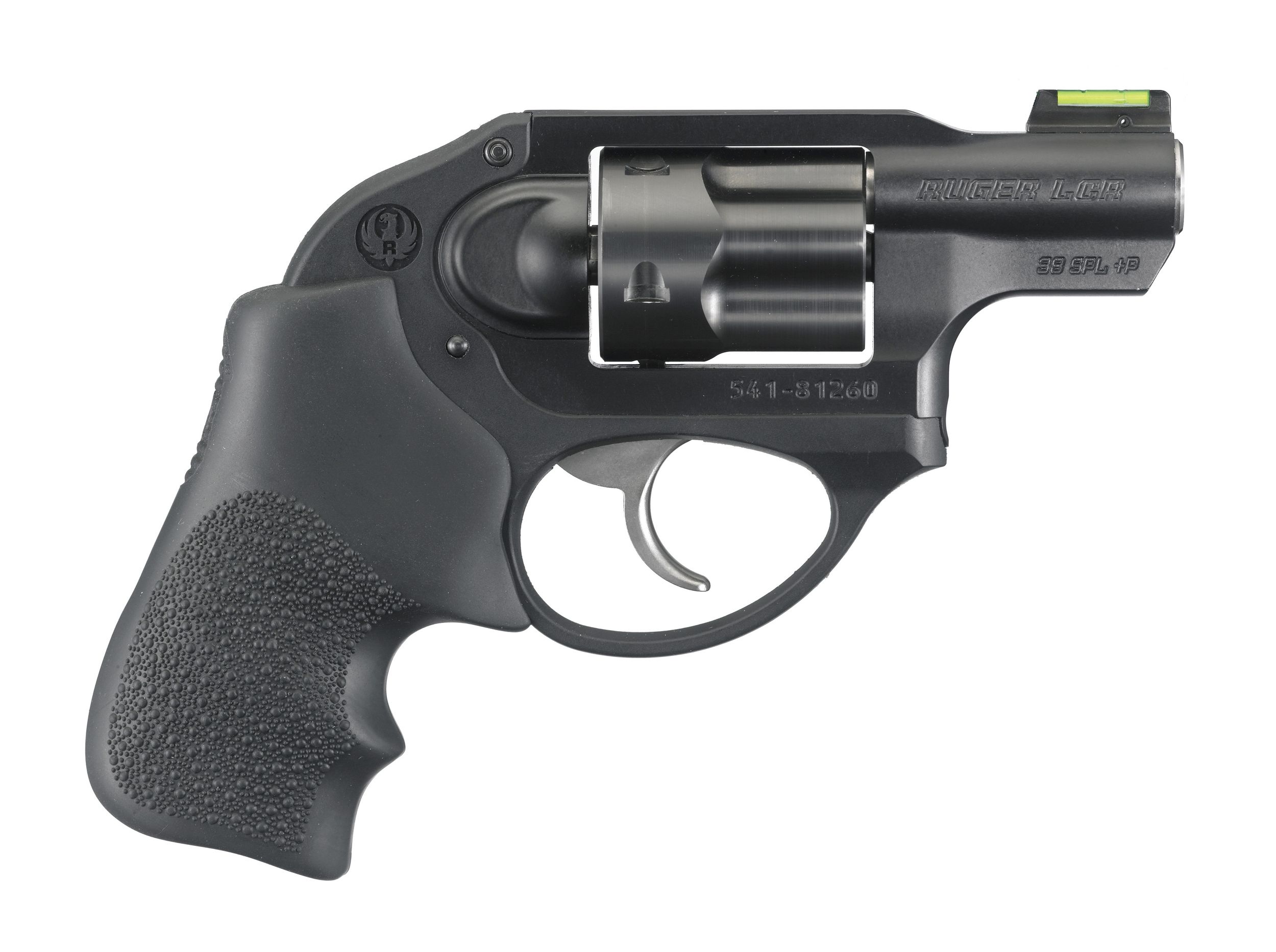 Ruger LCR Lightweight Compact Revolver 5418, 38 Special, 1.87 in, Hogue Grip, Matte Black Finish, Green Fiber Optic Sight, 5 Rd