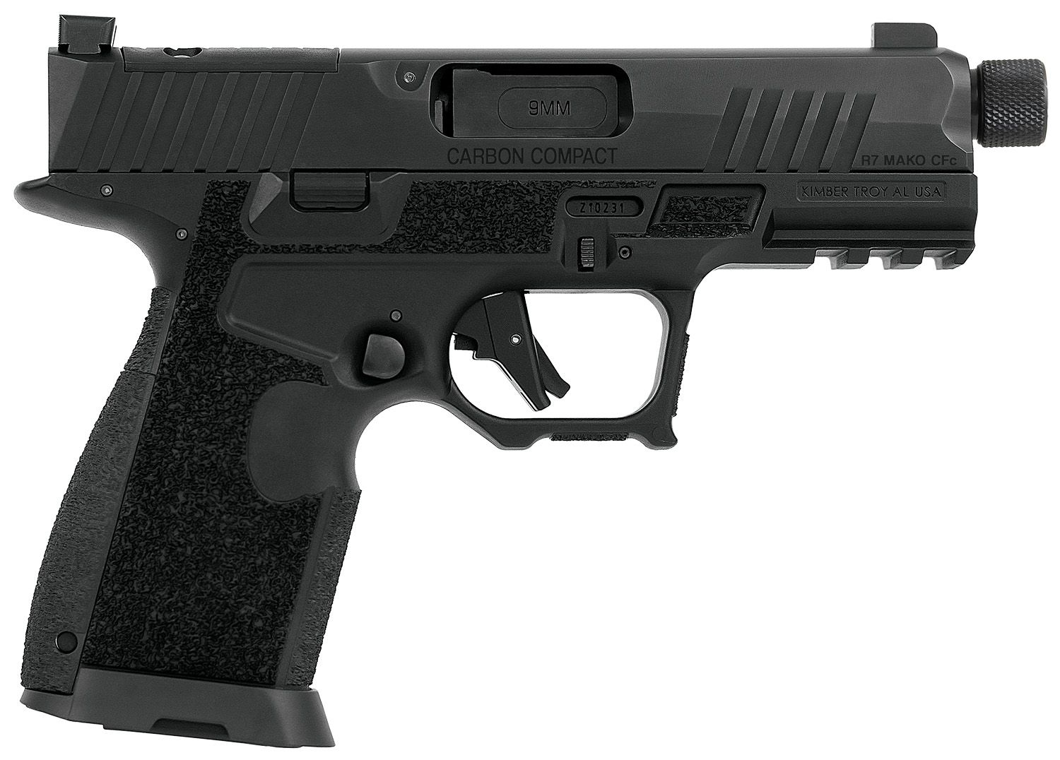 Kimber R7 Mako Carbon Compact TFS w/Optic Optic Ready Pistol 3800018, 9mm Luger, 4.42in, nc 3800018 R7 Mako Carbon Compact TFS OR 9mm 15+1 4.42" FNC Stainless Steel Slide Molded Stippling Interchangea