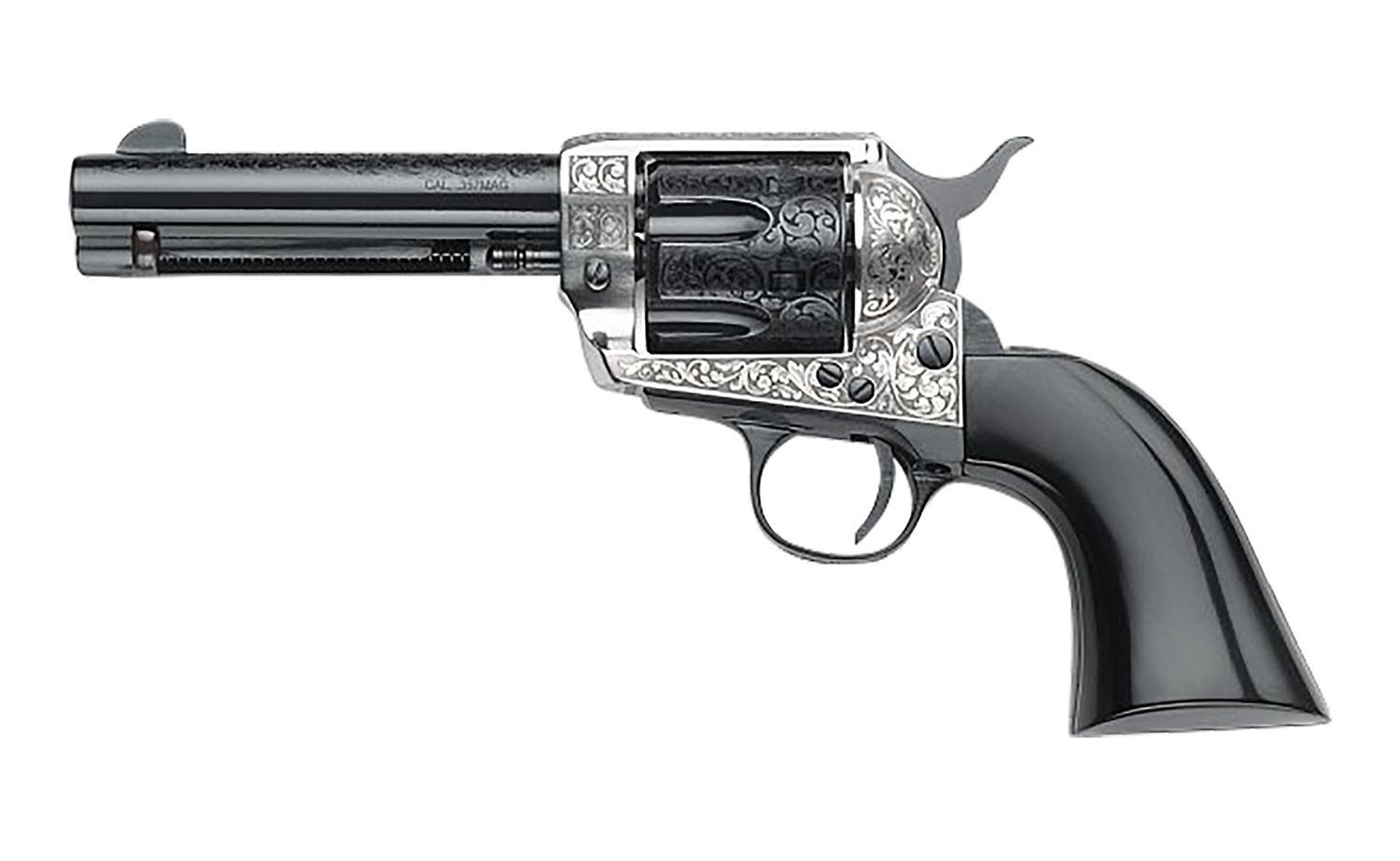Pietta 1873 Great Western II Gambler's Royale Revolver GW357GR434NMUB, 357 Mag, 4.75in, Black Wood, Steel Frame Finish, 6 Rds
