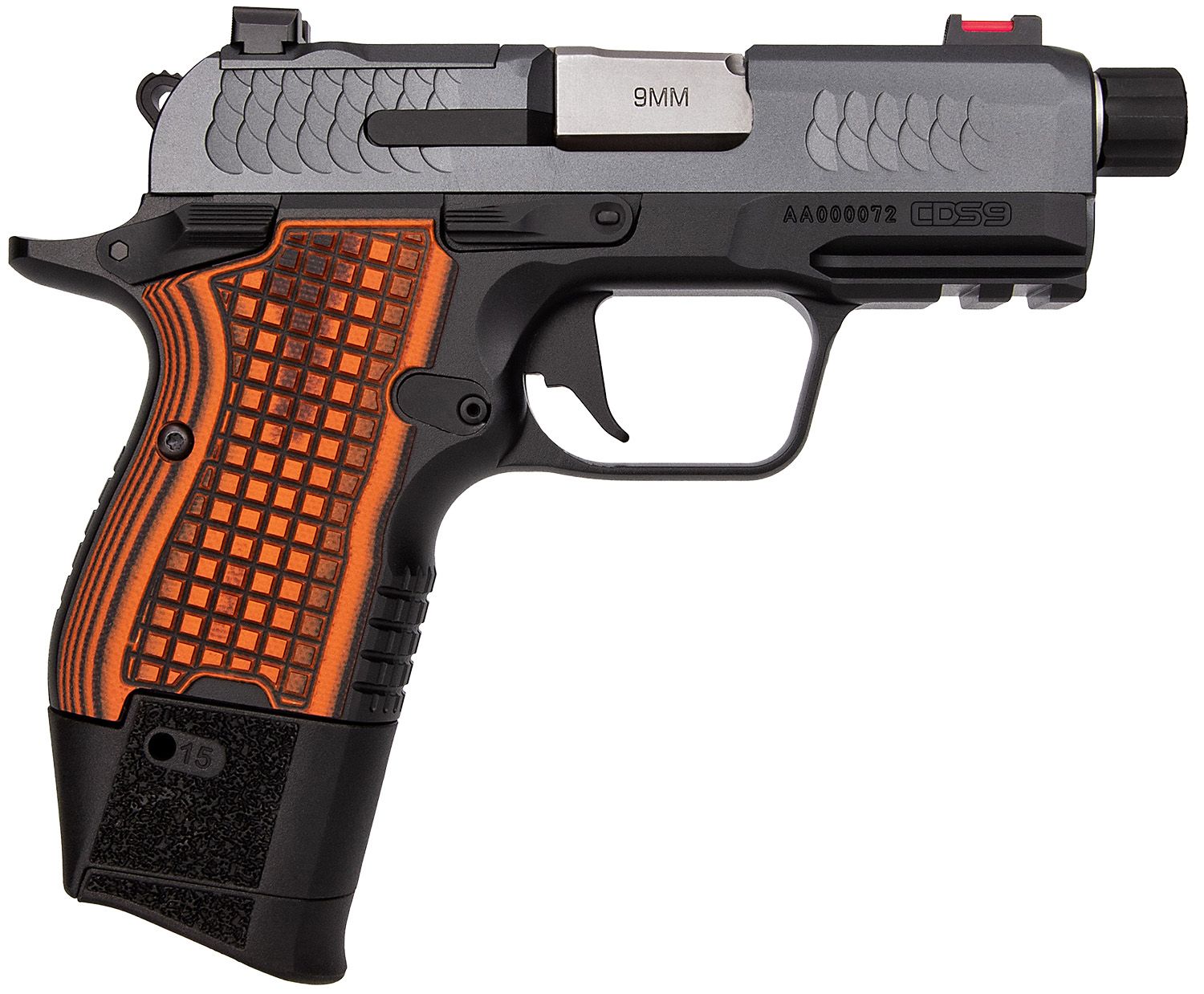 Kimber CDS9 Optic Ready Pistol 3600004, 9mm Luger, 3.64in, nc 3600004 CDS9  9mm 15rd 3.64" Black KimPro II Optic Ready Stainless Steel Slide Gray KimPro II G10 Grips, Kimpro II Black Finish, 15 Rds
