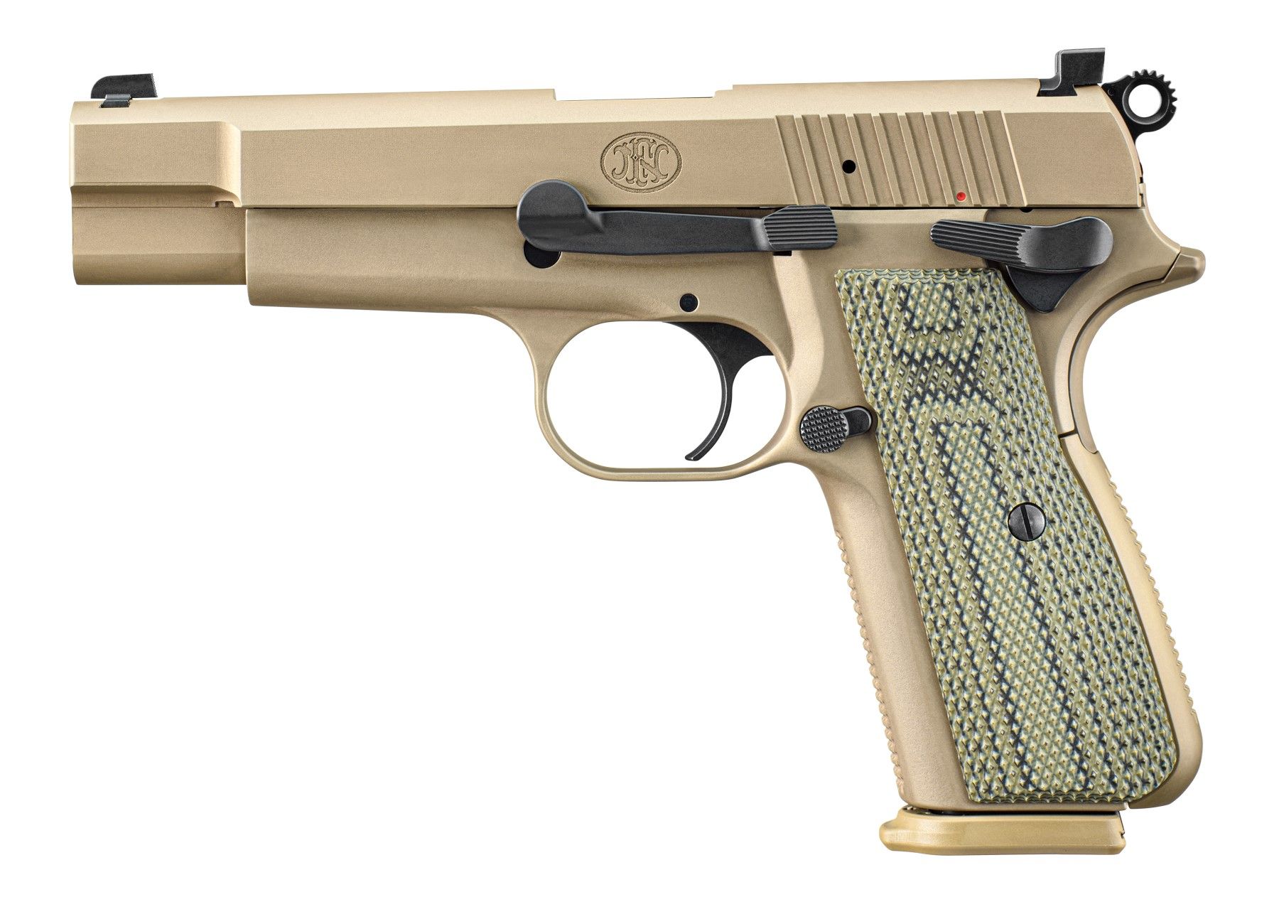FN Herstal FN High Power Pistol 66-102108, 9mm, 4.7in, Dirty Olive G10 Grips, 10 Rds