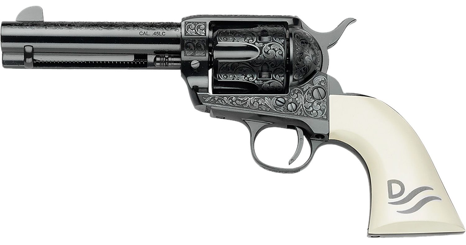 Pietta Great Western II Red River Revolver GW45RR434NMUI, 45 Colt (Long Colt), 4.75in, Ultra Ivory Engraved, 6 Rds