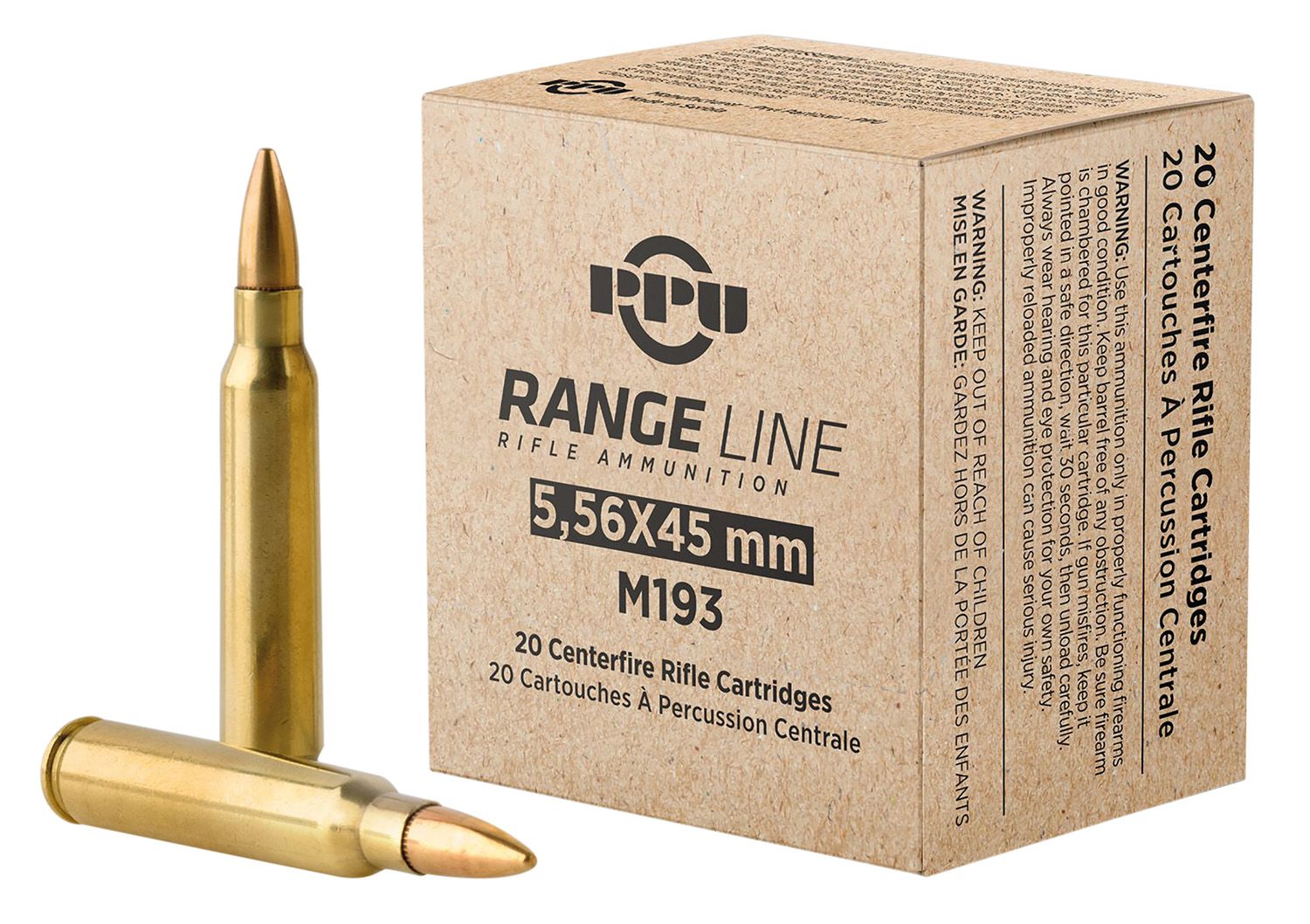 Prvi Partizan Rifle Ammunition PPR556, 5.56mm, Full Metal Jacket Boat Tail, 55  GR, 20 Rd/bx