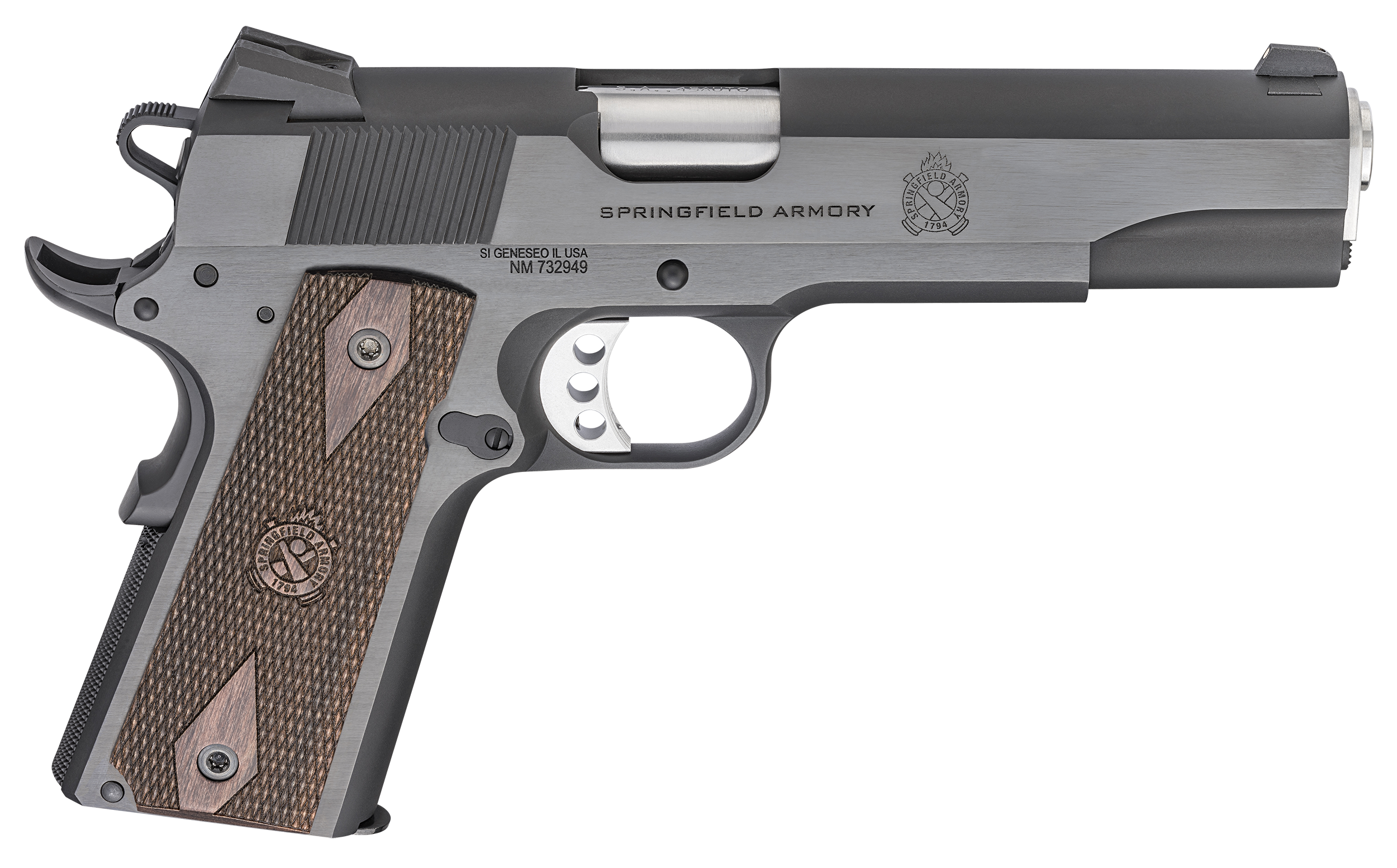 Springfield 1911 Garrison Pistol PX9420, 45 ACP, 5", Wood Grips, Blued Finish, 7 Rds
