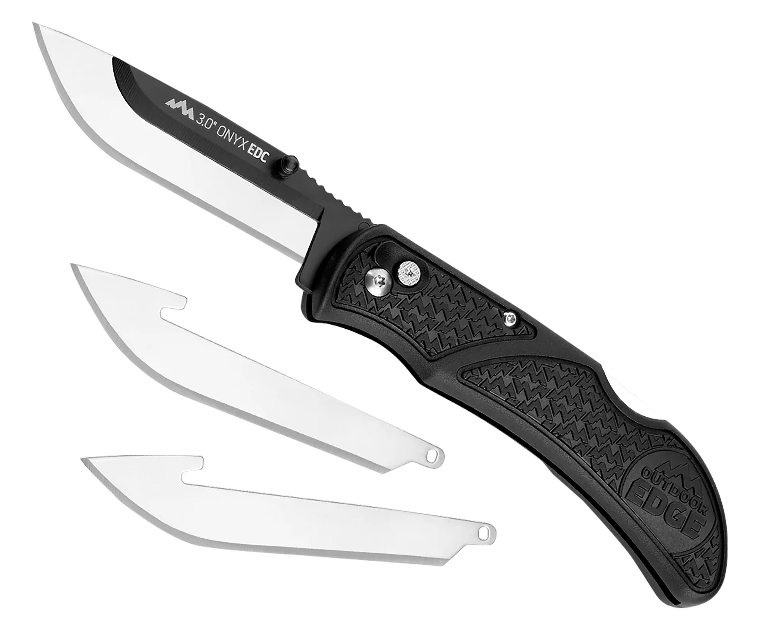 Outdoor Edge Onyx-Lite Drop Point Tanto Folding Knife w/Plain Edge & Polymer Black Handle (OX30C)