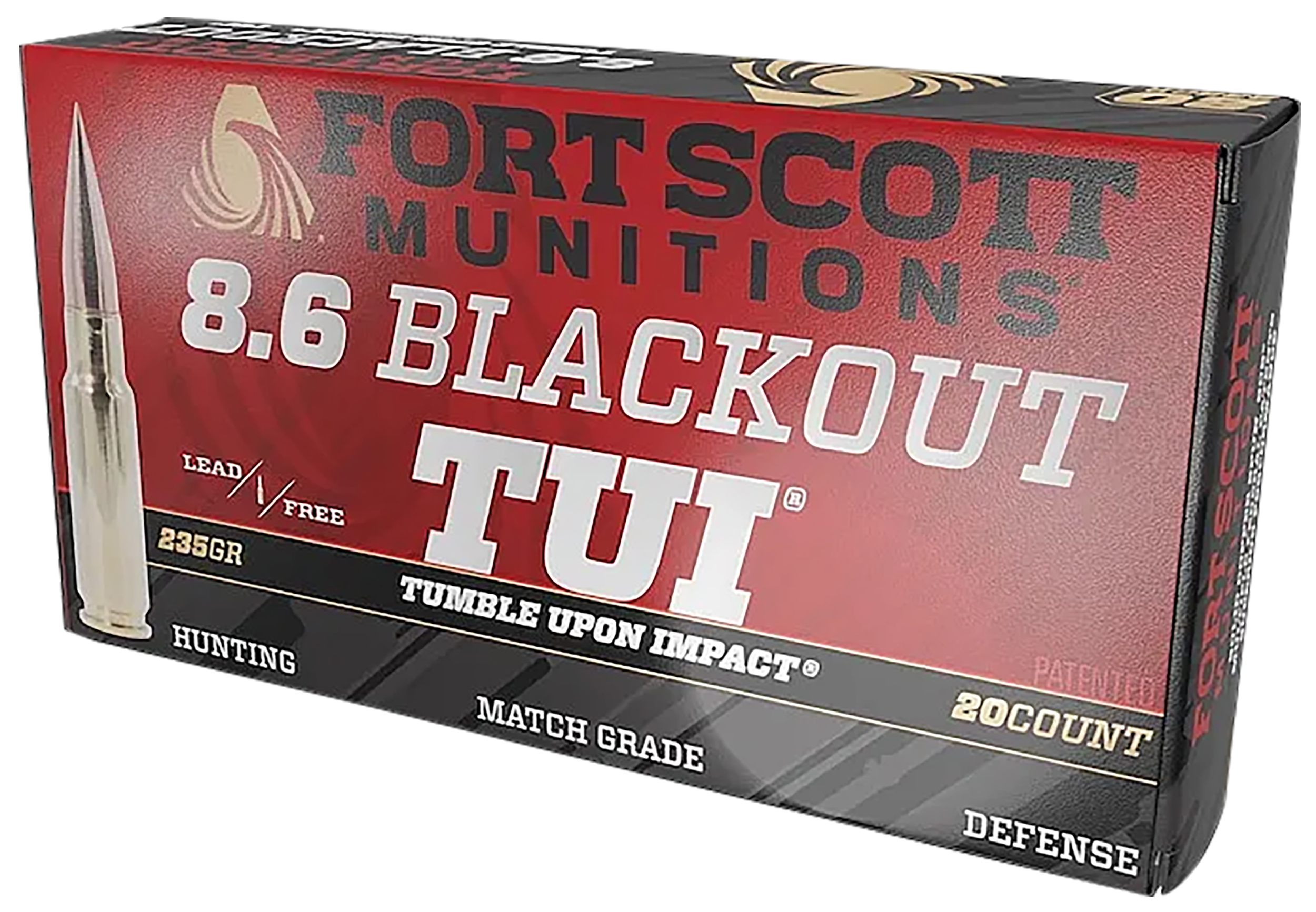 Fort Scott Munitions TUI Rifle Ammunition 86BLK235SCV1, 8.6 Blackout, 135 gr, 20 Rd/Bx