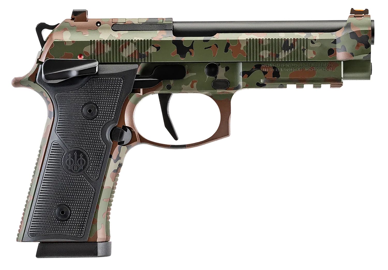 Beretta 92XI Optic Ready Pistol SPEC0744A15, 9mm Luger, 4.70in, Black Textured, Flecktarn Camo Cerakote Finish, 15 Rds