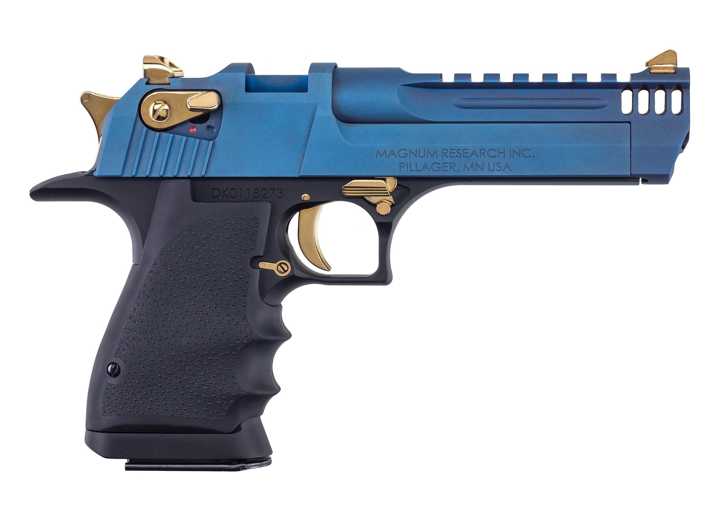 Magnum Research Desert Eagle L5 Pistol DE357L5CBG, 357 Magnum, 5.0in, Rubber Grips, Carbo Blue PVD, 9 Rds