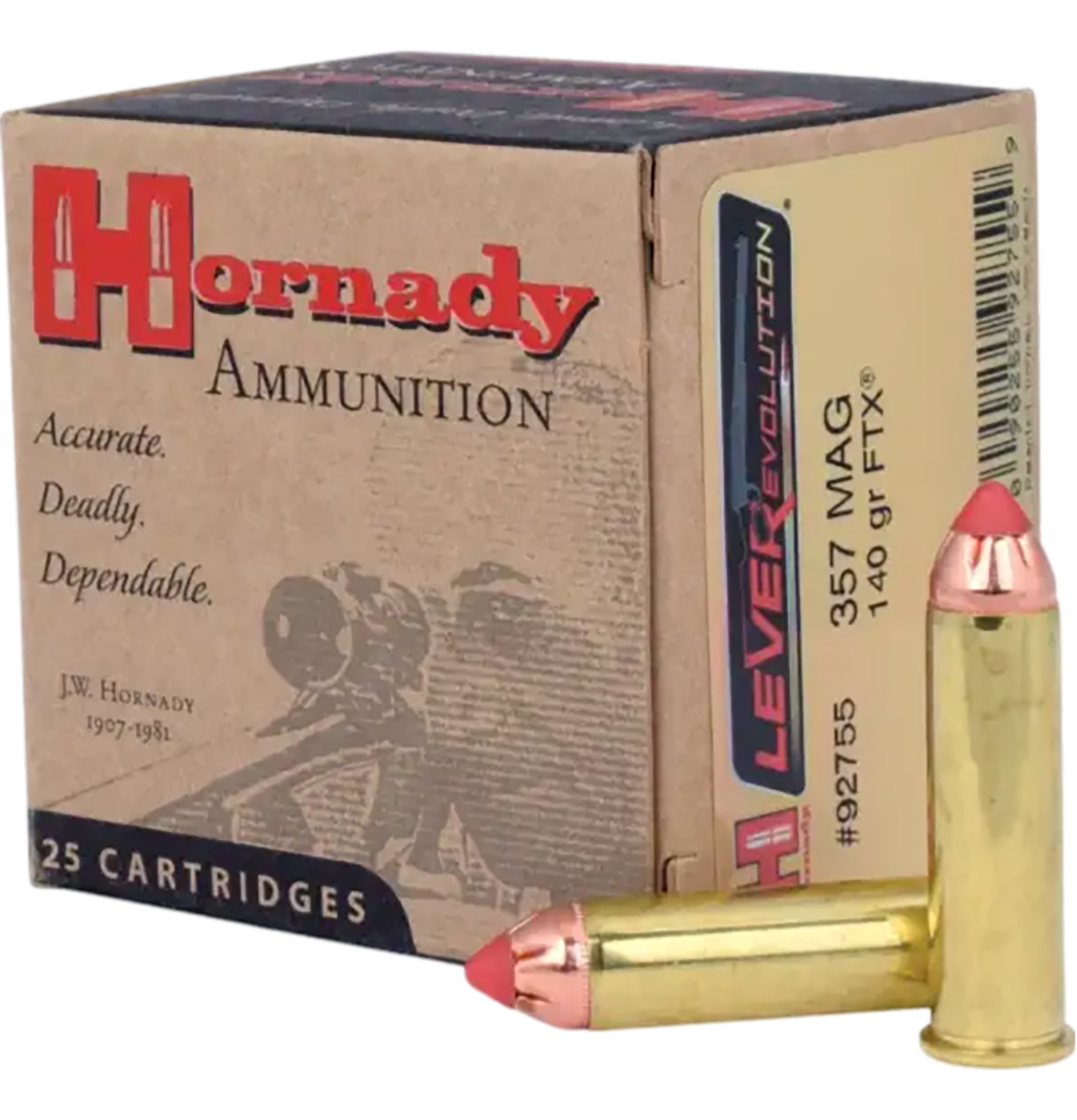 Hornady LeveRevolution Handgun Ammunition 92755, 357 Mag, 140 GR, Flex Tip eXpanding (FTX), 25 Rd/bx