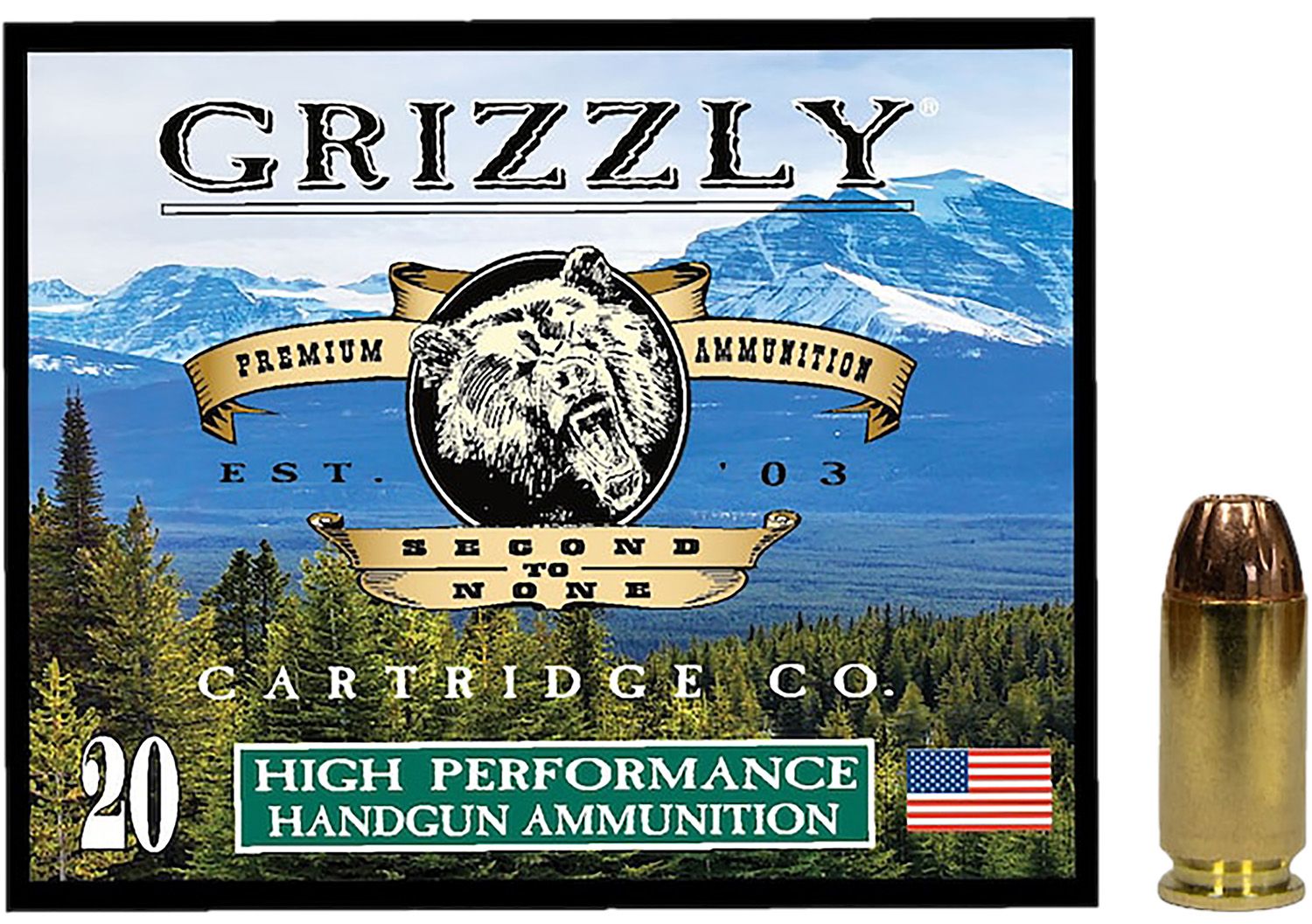 Grizzly Ammunition High Performance Pistol Ammunition GC4SW1, 40 S&W, Jacketed Hollow Point (JHP), 200  GR, 1000  fps, 20 Rd/bx