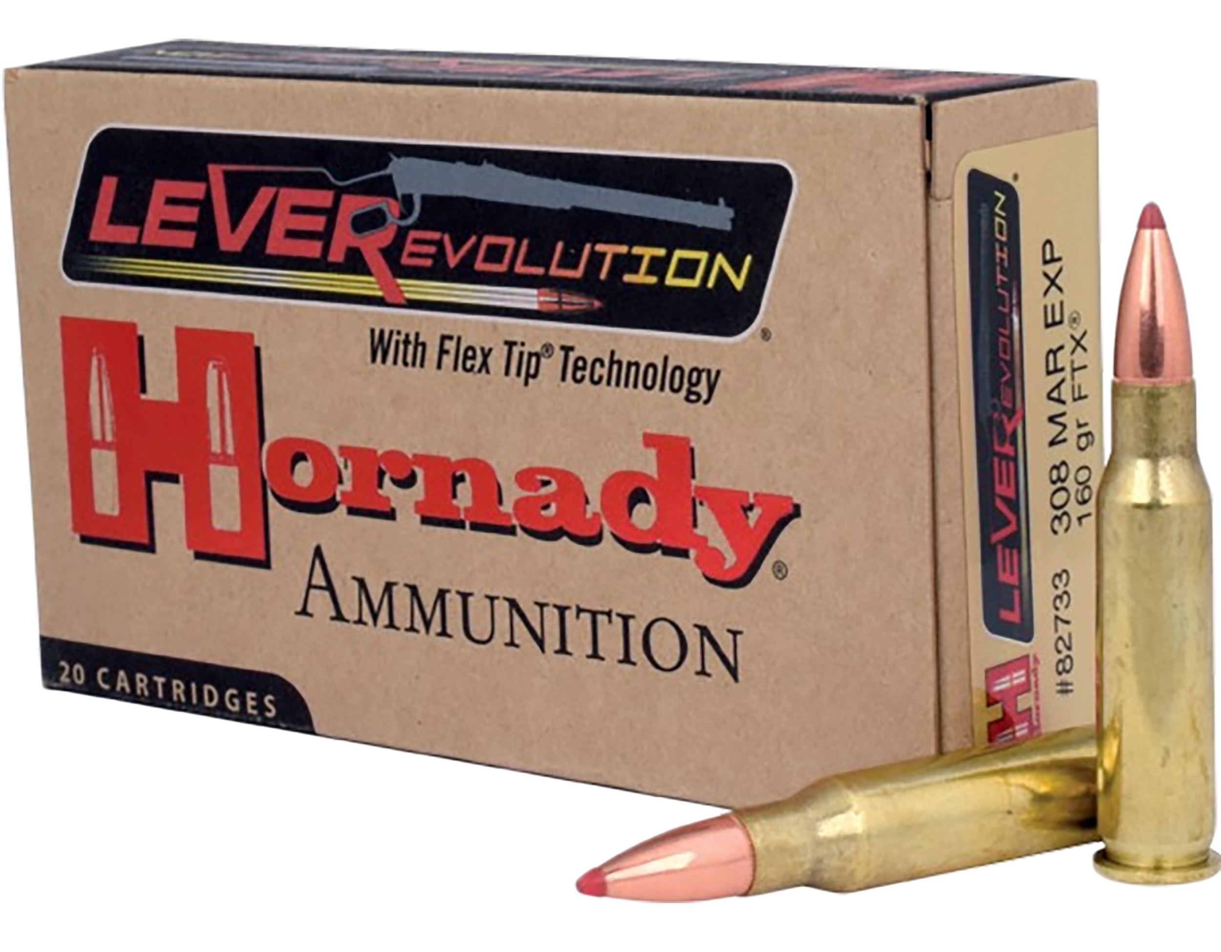 Hornady LeveRevolution Rifle Ammunition 82733, 308 Marlin Express, LeveRevolution, 160 GR, 2660 fps, 20 Rd/bx