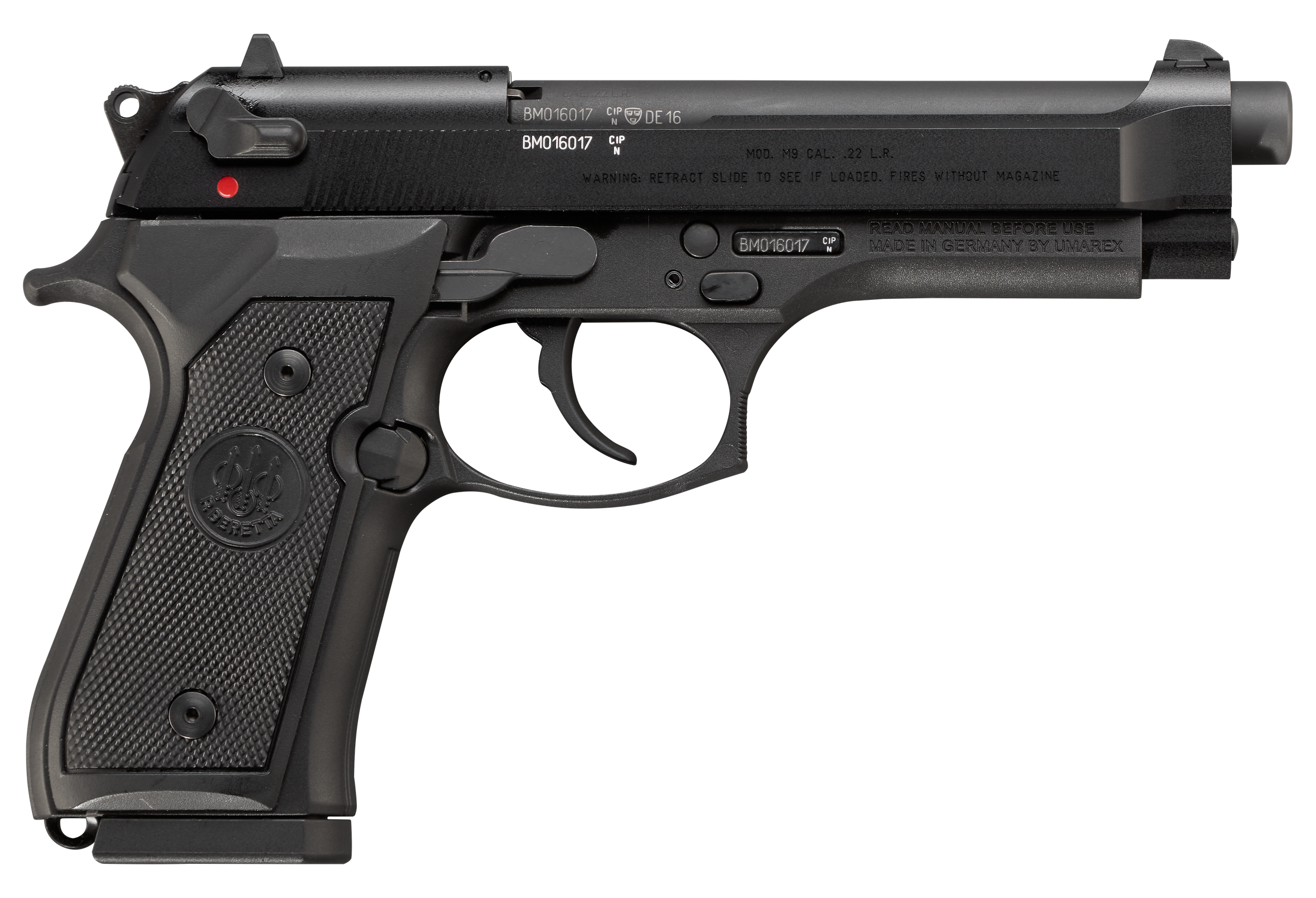 Beretta M9-22 Pistol J90A1M9F19, 22 Long Rifle, 4.9", Black Rubber Grips, Black Bruniton Finish, 15 Rds