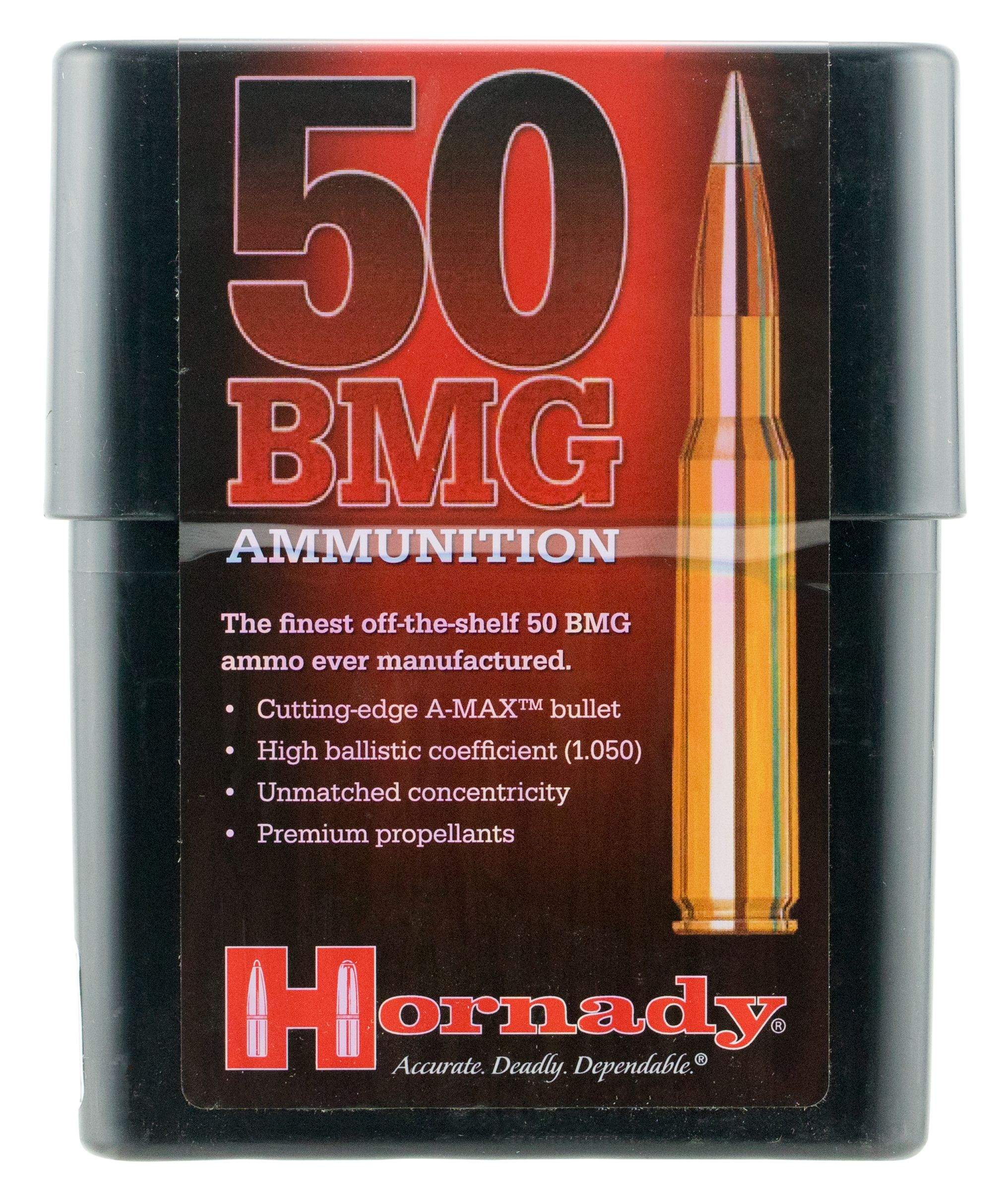 Hornady Match Ammunition 8270, 50 BMG, AMAX Match, 750 GR, 2815 fps, 10 Rd/bx