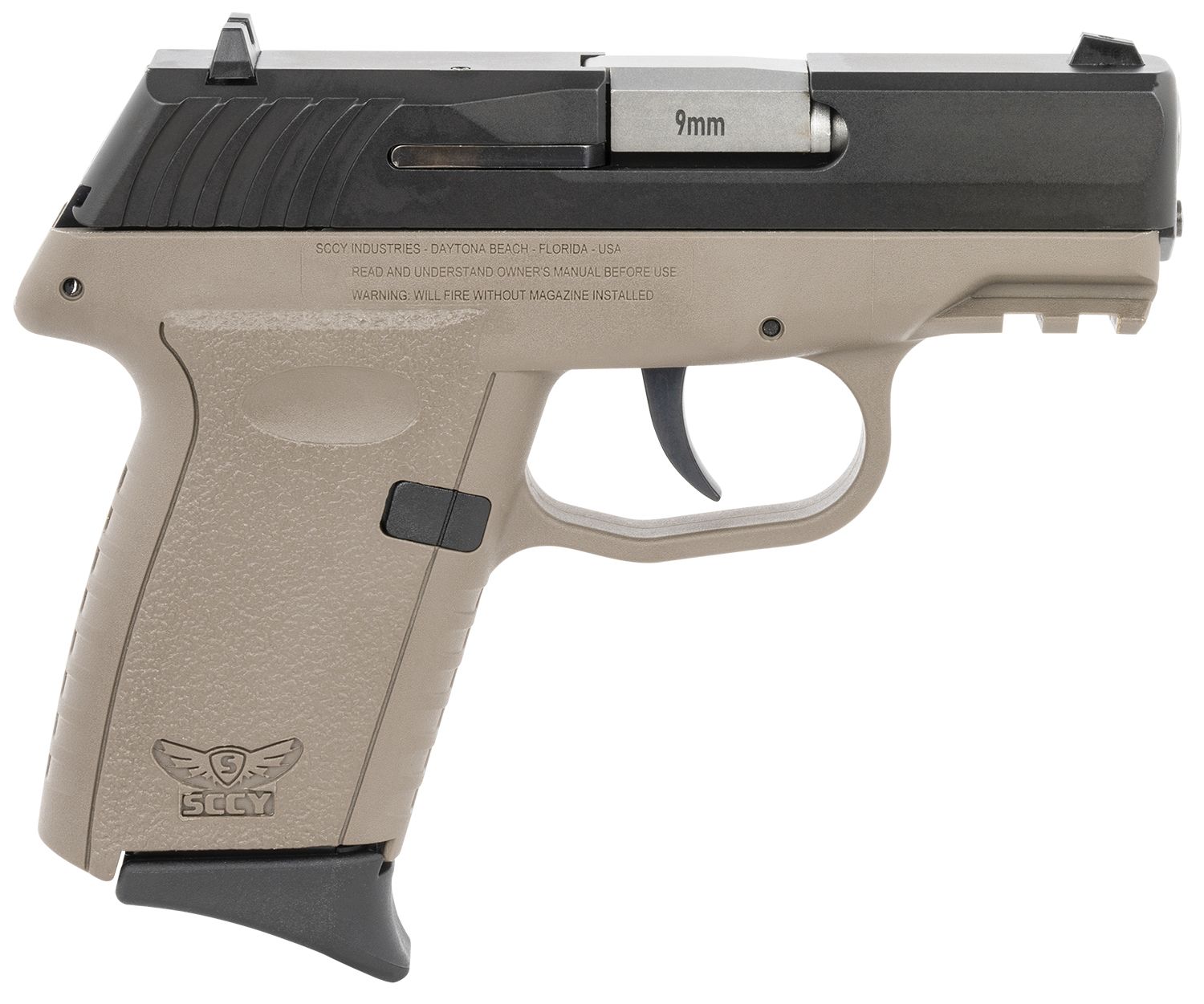 SCCY Industries CPX-2 Gen3 Pistol CPX2CBDEG3, 9mm Luger, 3.10in, Flat Dark Earth Polymer, Flat Dark Earth Finish, 10 Rds