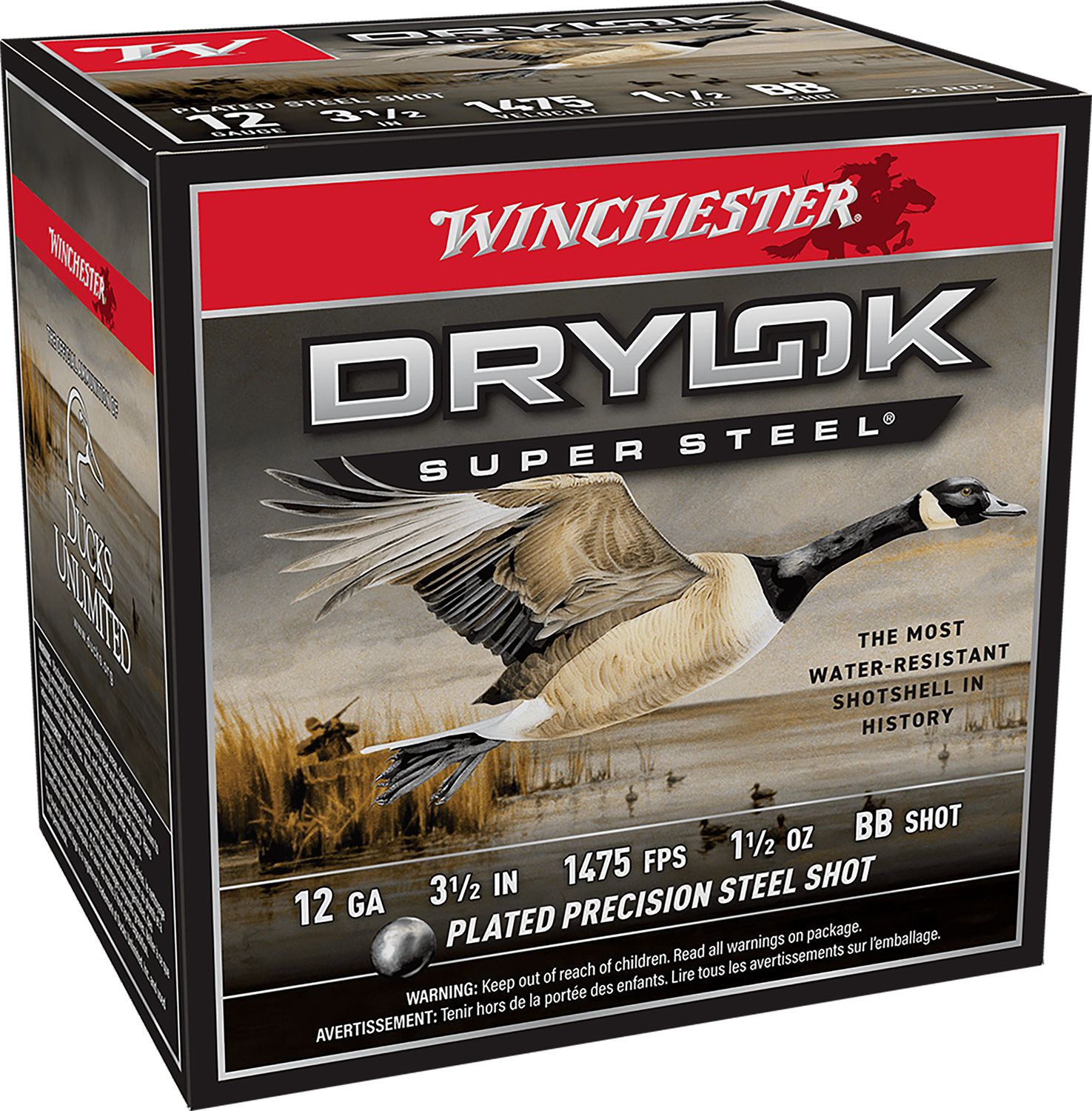 Winchester Ammo Drylok Super Steel High Velocity SSH12LHBB, 12 Gauge, 3.50", 1 1/2 oz, 1475  fps, BB Shot, 25 Rd/bx