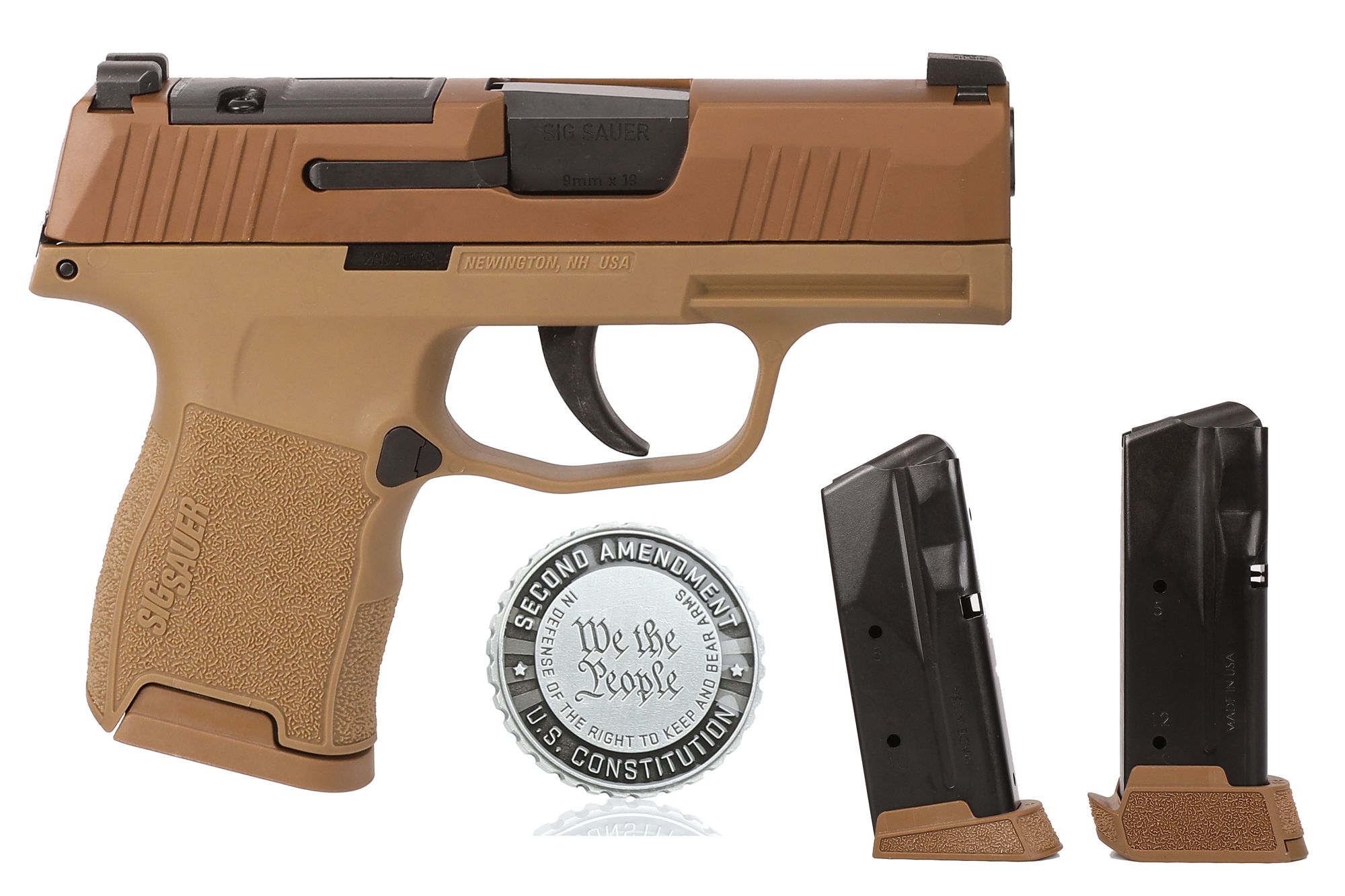 Sig Sauer P365 2A Pistol 365-9-CXR3P-2A, 9mm, 3.1in, Coyote Molded Polymer Grip, 10 Rds