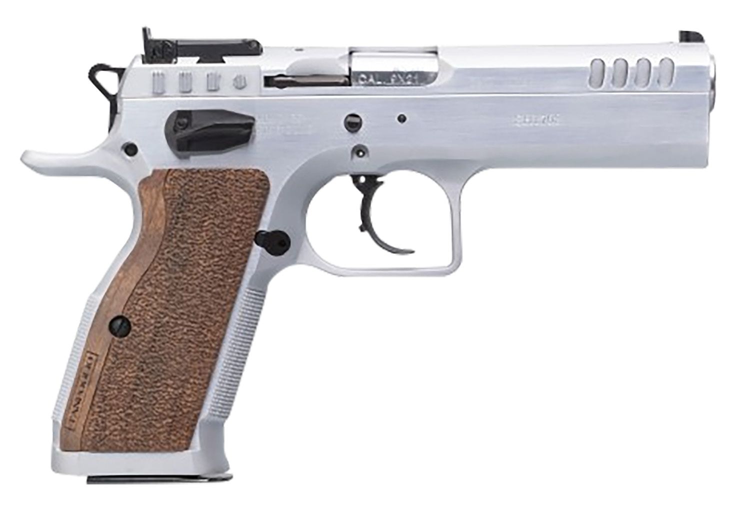 EAA Stock II Competition Pistol TFSTOCK29, 9mm Luger, 4.44in, Brown Polymer Grips, Stainless Finish, 17 Rds