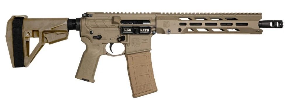 Diamondback Obsidian DB15 Pistol DB1984K061, 5.56 NATO, 11.5in, SB Tactical SBA5 Brace, FDE Finish, 30 Rds