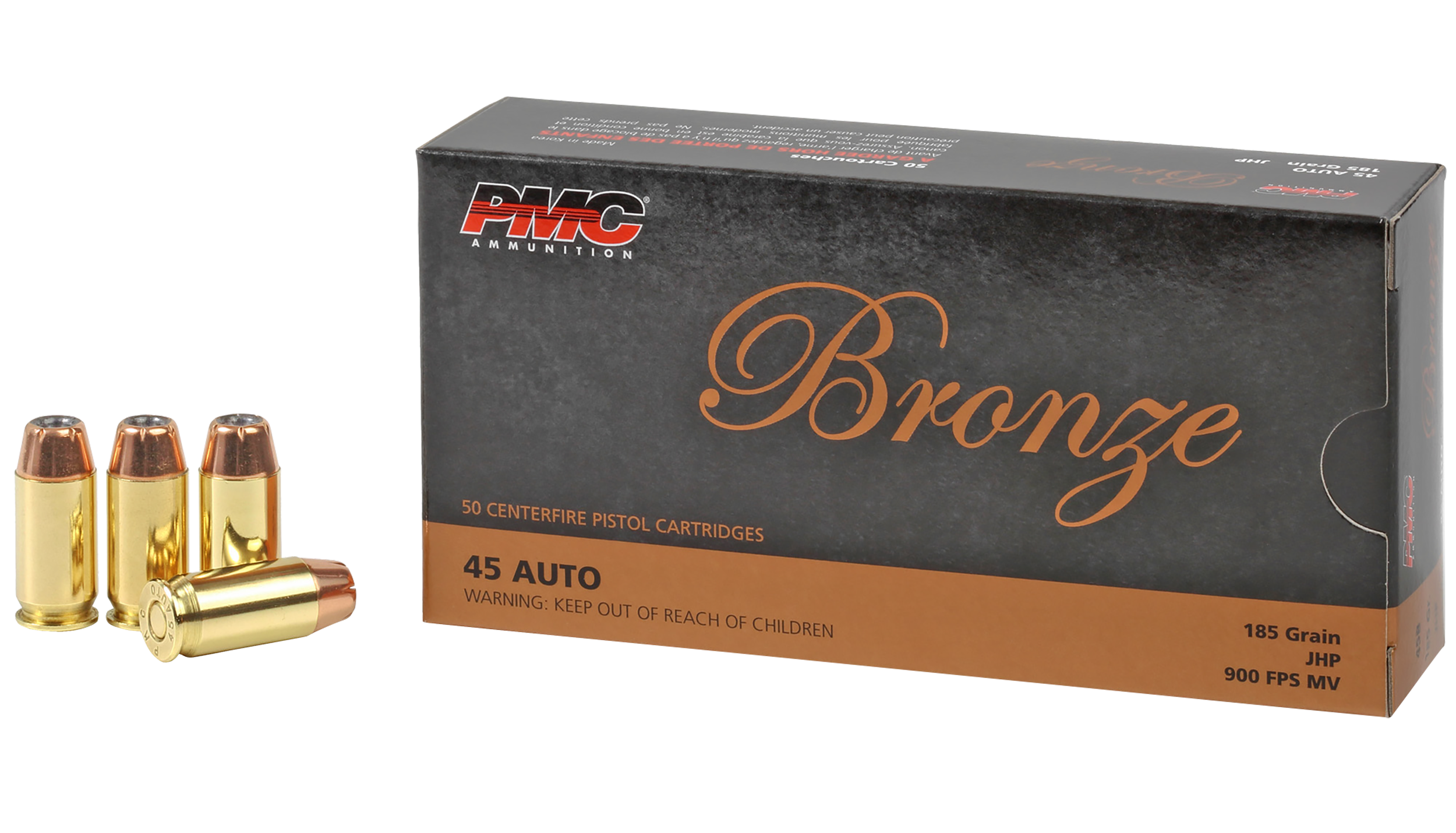 PMC Bronze Line Pistol Ammunition 45B, 45 ACP, Jacketed Hollow