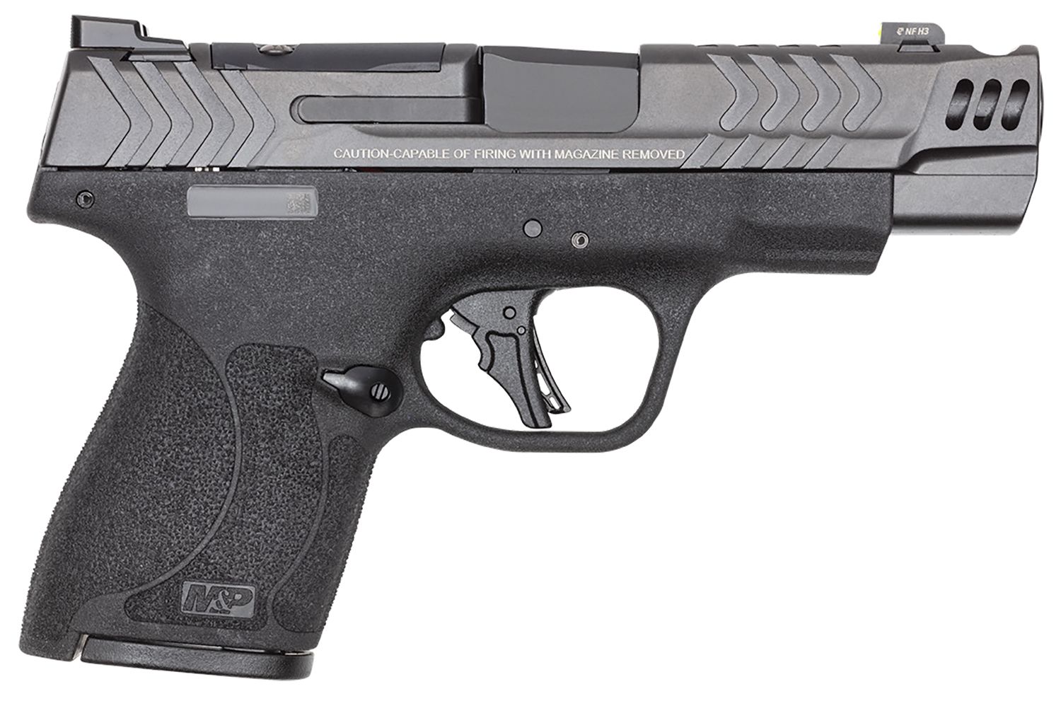Smith and Wesson Performance Center Shield Plus Optic Ready Pistol 14410, 9mm Luger, 4in, Textured, Black Finish, 10 Rds