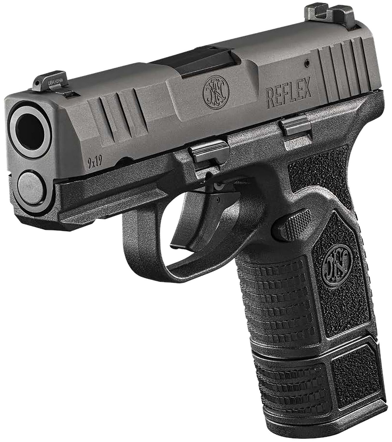 FN Herstal Reflex Pistol 66101420, 9mm Luger, 3.30in, Black Stippled, Black Finish, 10 Rds