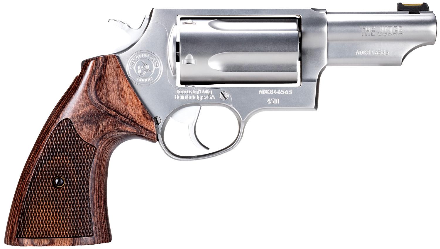 Taurus Judge Exectuive Grade Revolver 2441EX039, 45 Colt/410 Gauge, 3", Wood Grips, Stainless Steel Finish, 5rd