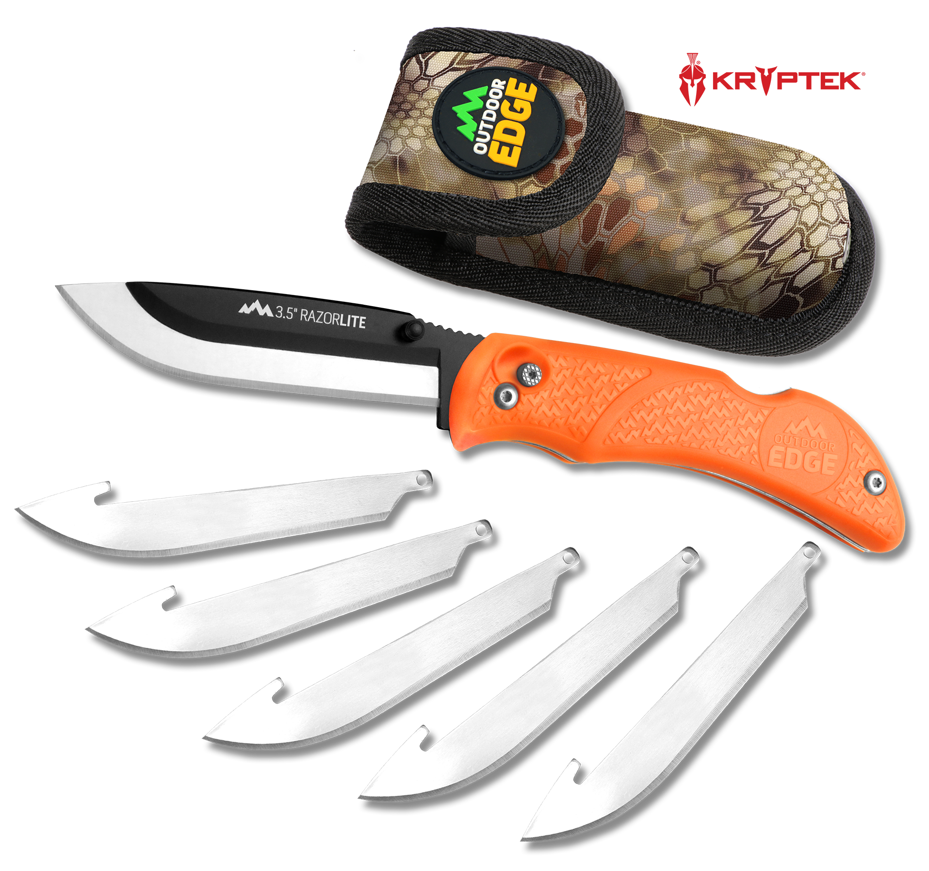 Outdoor Edge Stainless Razor-Lite Knife w/Plain Edge & Rubberized Kraton Handle (RB20C)