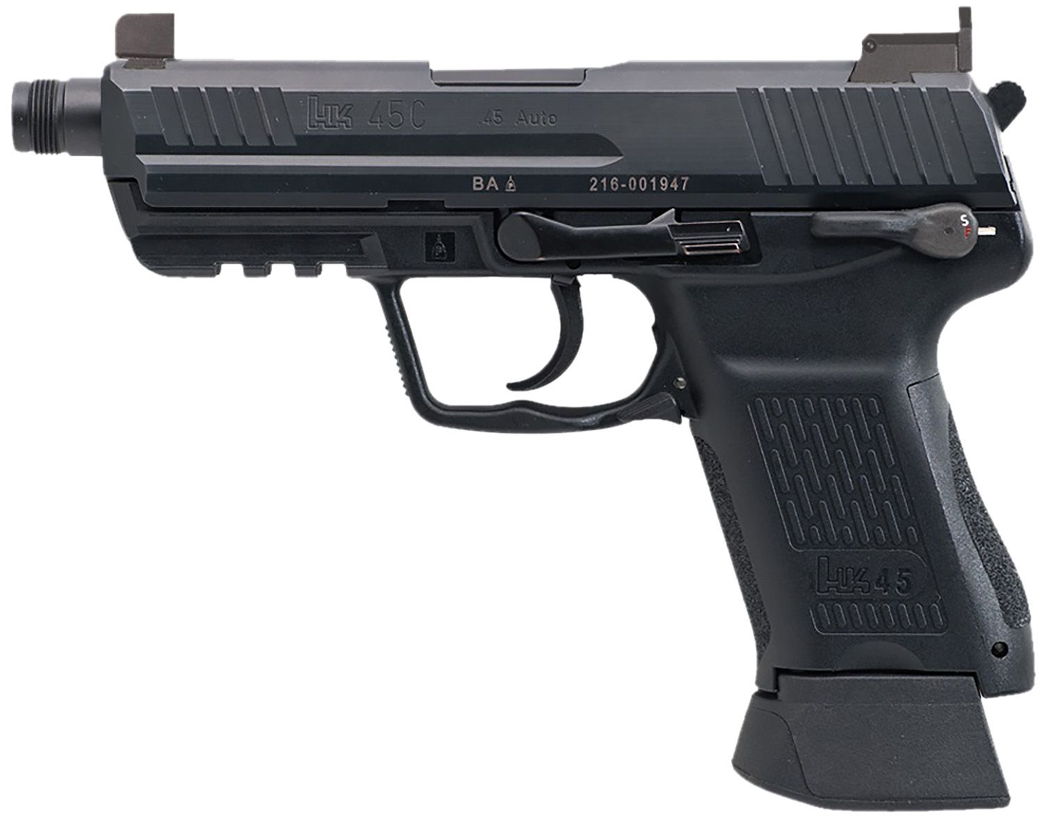 Heckler & Koch HK45CT Tactical V1 Pistol 81001115, 45 ACP, 3.94in, Black Interchangeable Backstrap, Black Finish, 10 Rds