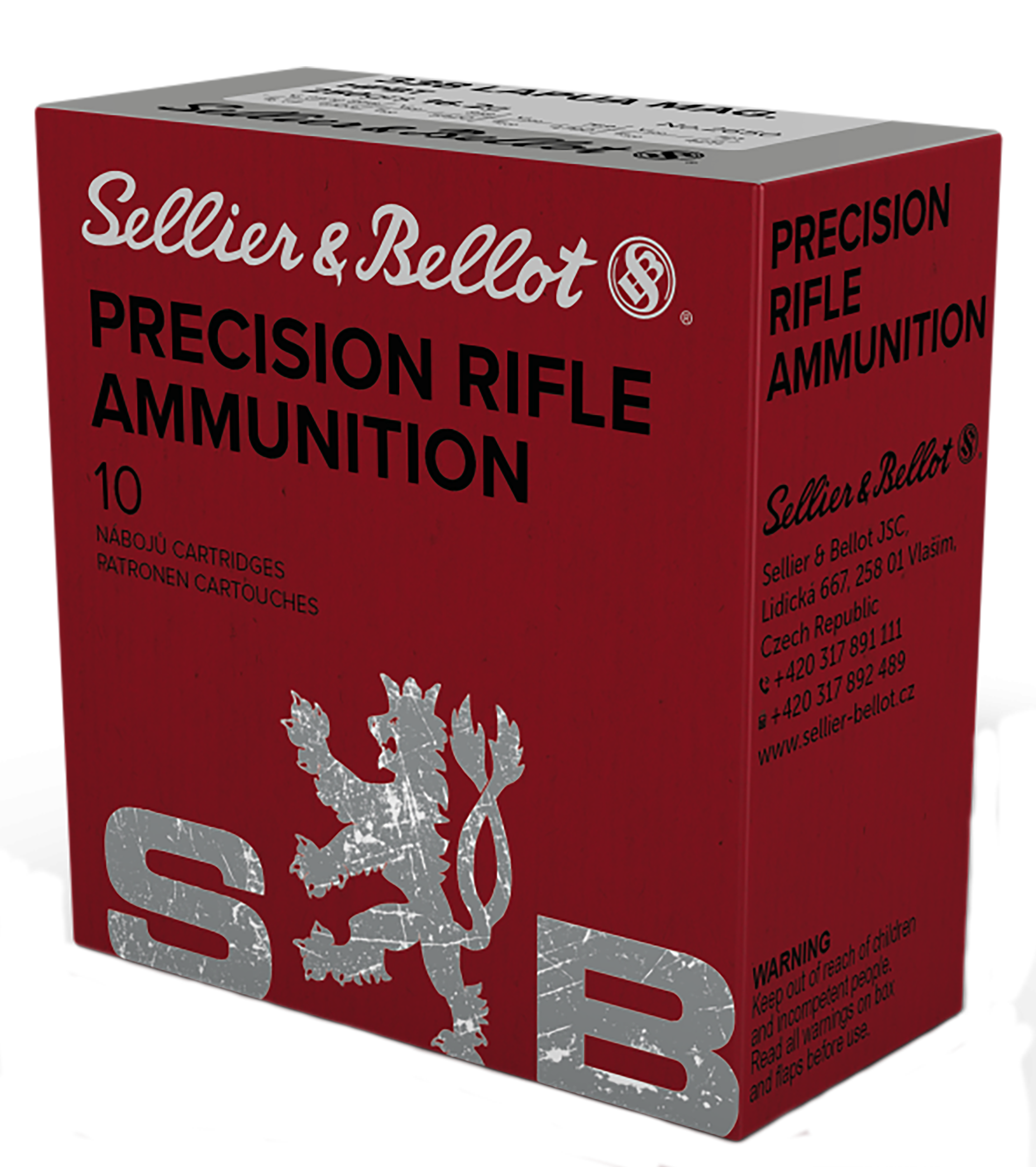 Sellier & Bellot Match Rifle Ammunition SB338LMA, 338 Lapua Magnum, Boat Tail Hollow Point (HP), 250 GR, 10 Rd/Bx
