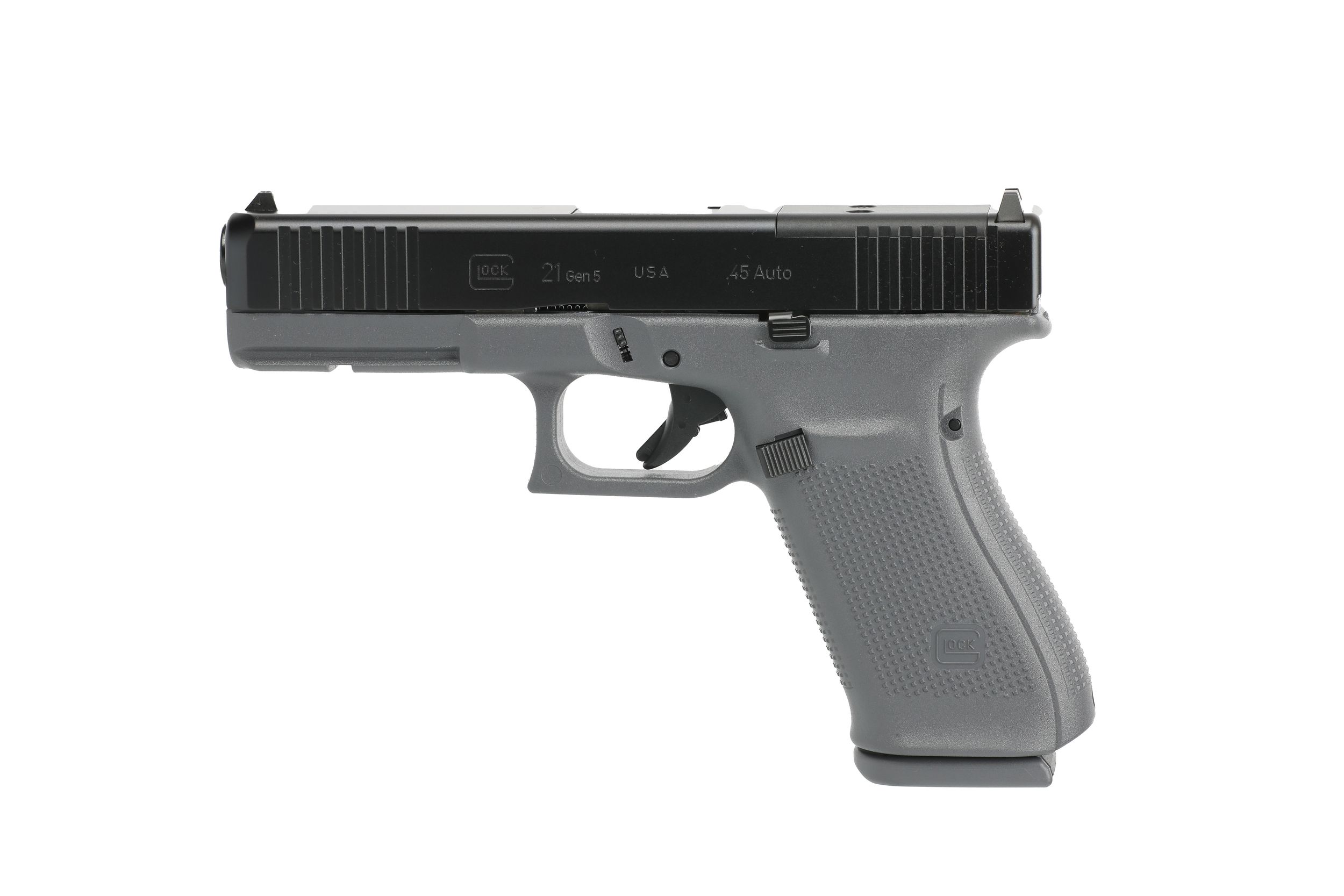 Glock G21 G5 MOS Pistol UA215S201MOSGF, 45 ACP, 4.61in, Grey Frame Grips, 10 Rds