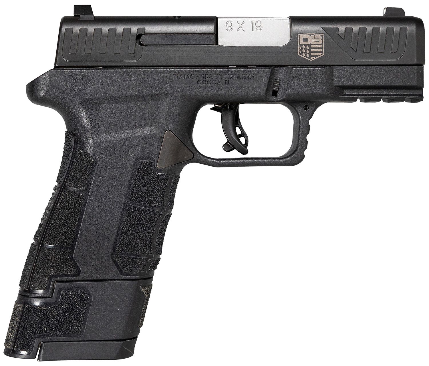 Diamondback AM2 Sub-Compact Pistol DB0300P001, 9mm Luger, 3.50in, Black Polymer Frame w/Picatinny Rail & Polymer Grips, Black Finish, 12 Rds