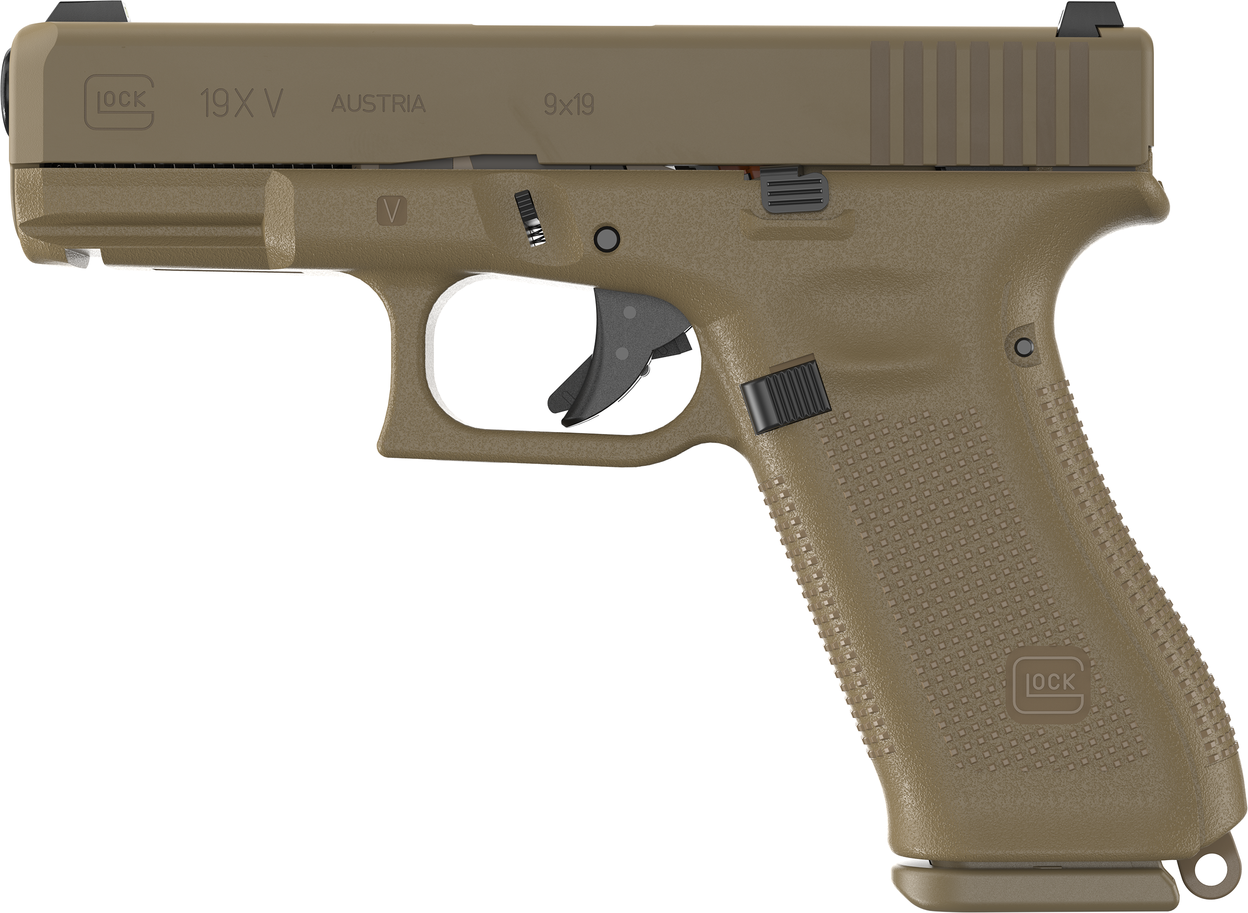 Glock 19X V Pistol UV1950703X, 9mm, 4.02 in, Coyote Tan Polymer