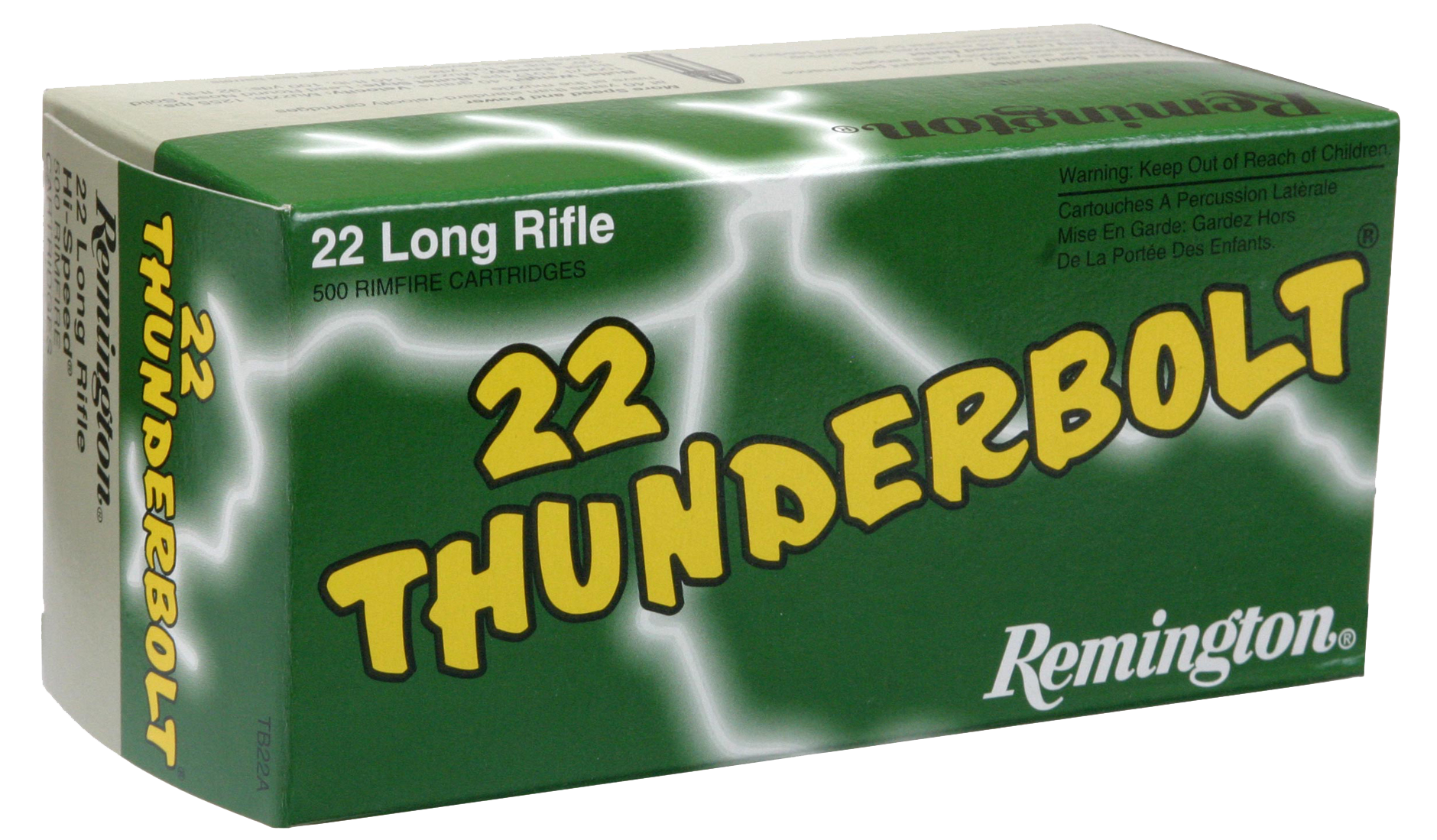Remington Thunderbolt Rimfire Ammunition TB22A, 22 Long Rifle, Round Nose (RN), 40 GR, 1255 fps, 50 Rd/bx