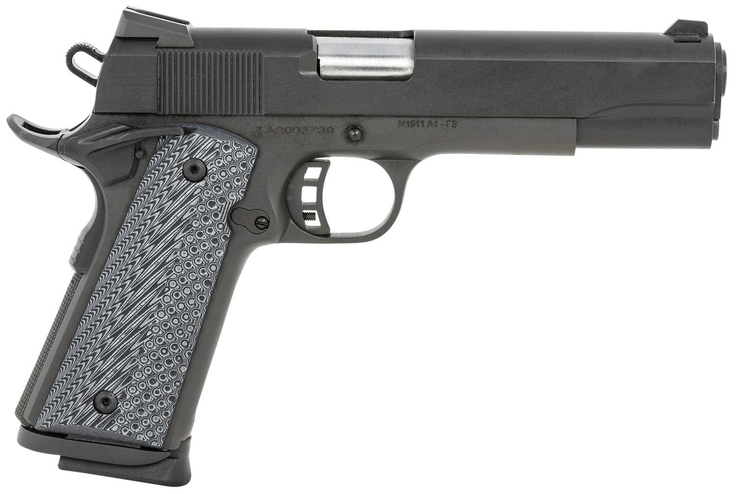 Taylors 1911 Tactical Pistol 230058, 9mm Luger, 5in, Black/Gray G10 Grips, Black Parkerized Finish, 8 Rds