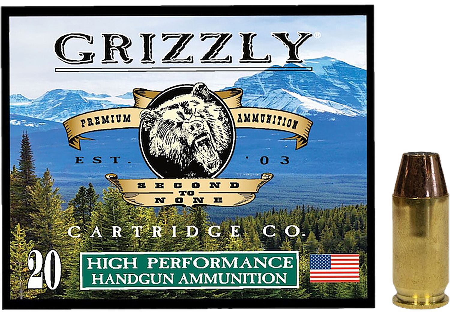 Grizzly Ammunition High Performance Pistol Ammunition GC45A+P8, 45 ACP, Jacketed Hollow Point (JHP), 230  GR, 1000  fps, 20 Rd/bx