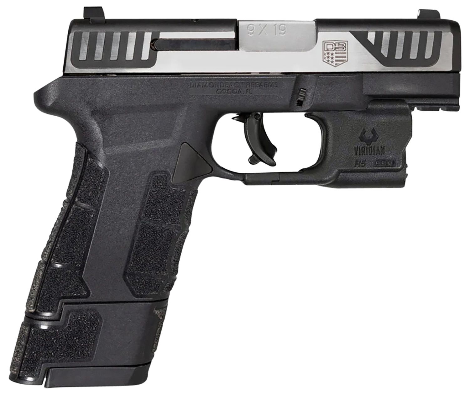 Diamondback AM2 w/Laser Pistol DB0301P031, 9mm Luger, 3.50in, Black Polymer Frame w/Picatinny Rail & Polymer Grips, Black Finish, 12 Rds