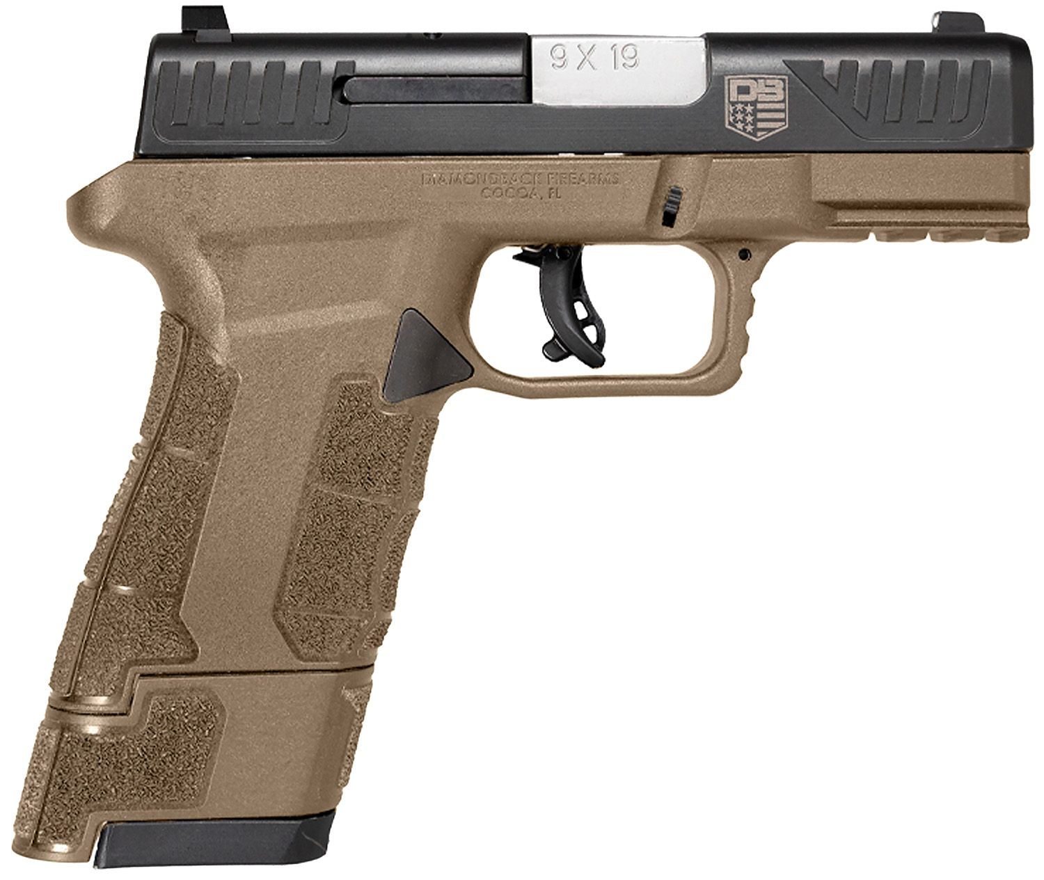 Diamondback AM2 Sub-Compact Pistol DB0300P061, 9mm Luger, 3.50in, Flat Dark Earth Polymer Frame w/Picatinny Rail & Polymer Grips, Flat Dark Earth Finish, 12 Rds