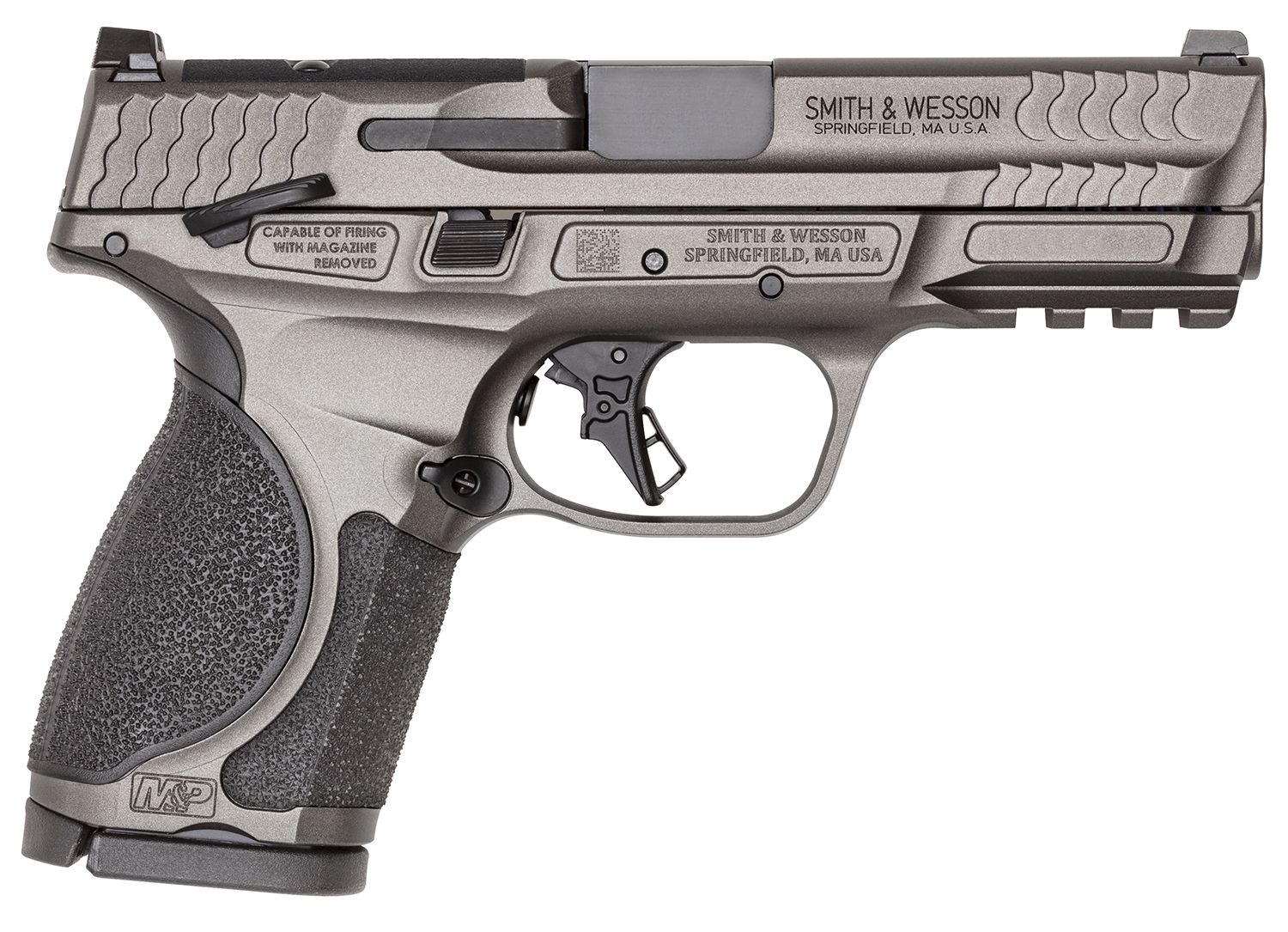 Smith and Wesson M&P M2.0 Pistol 14104, 9mm Luger, 4in, Textured, Tungsten Gray Cerakote Finish, 10 Rds