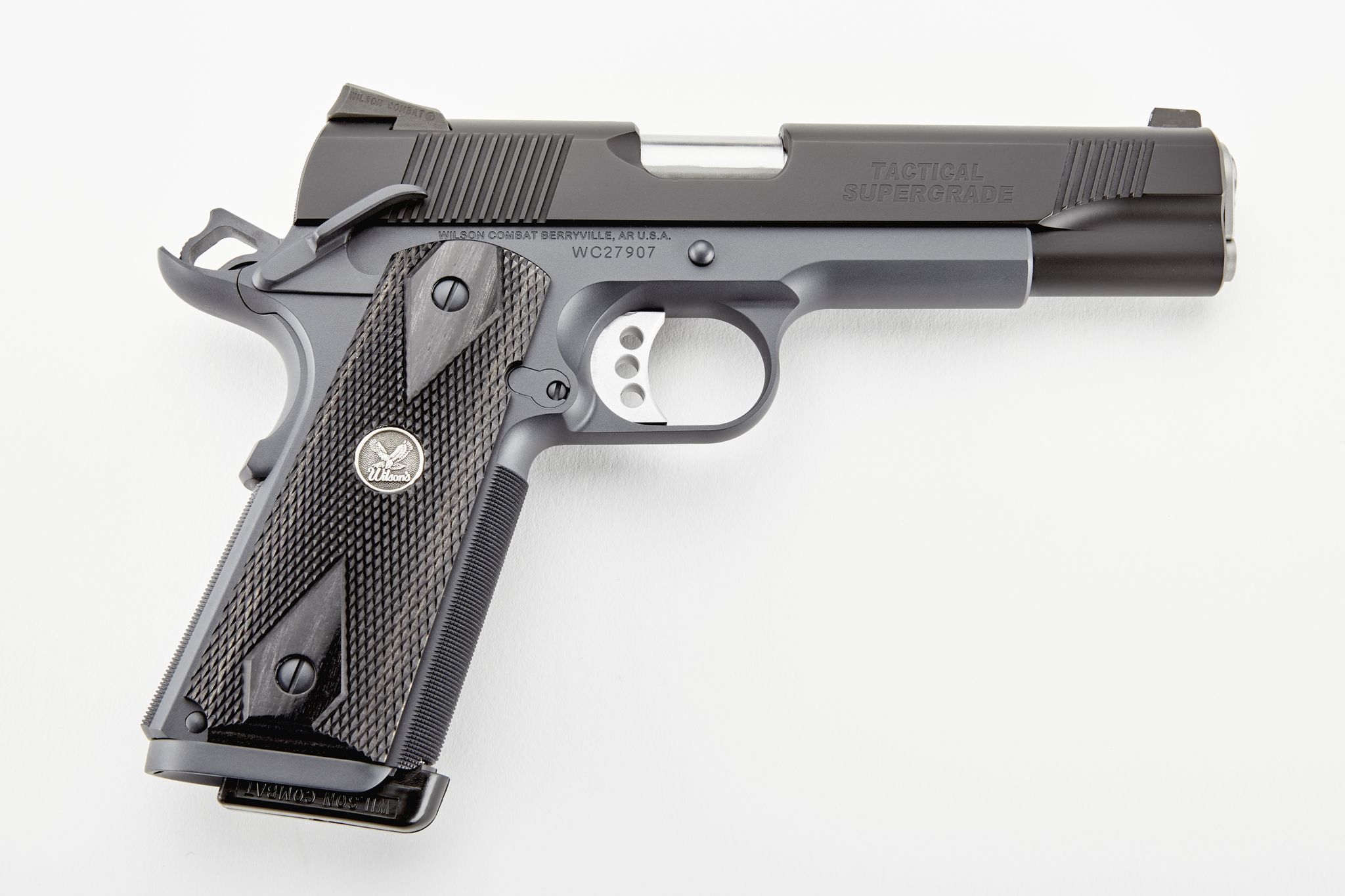 Wilson Combat Tactical Supergrade Pistol WTSG-A-ACA, 45 ACP, 5in, Wood Grips, Armor-Tuff Finish, 8 Rds