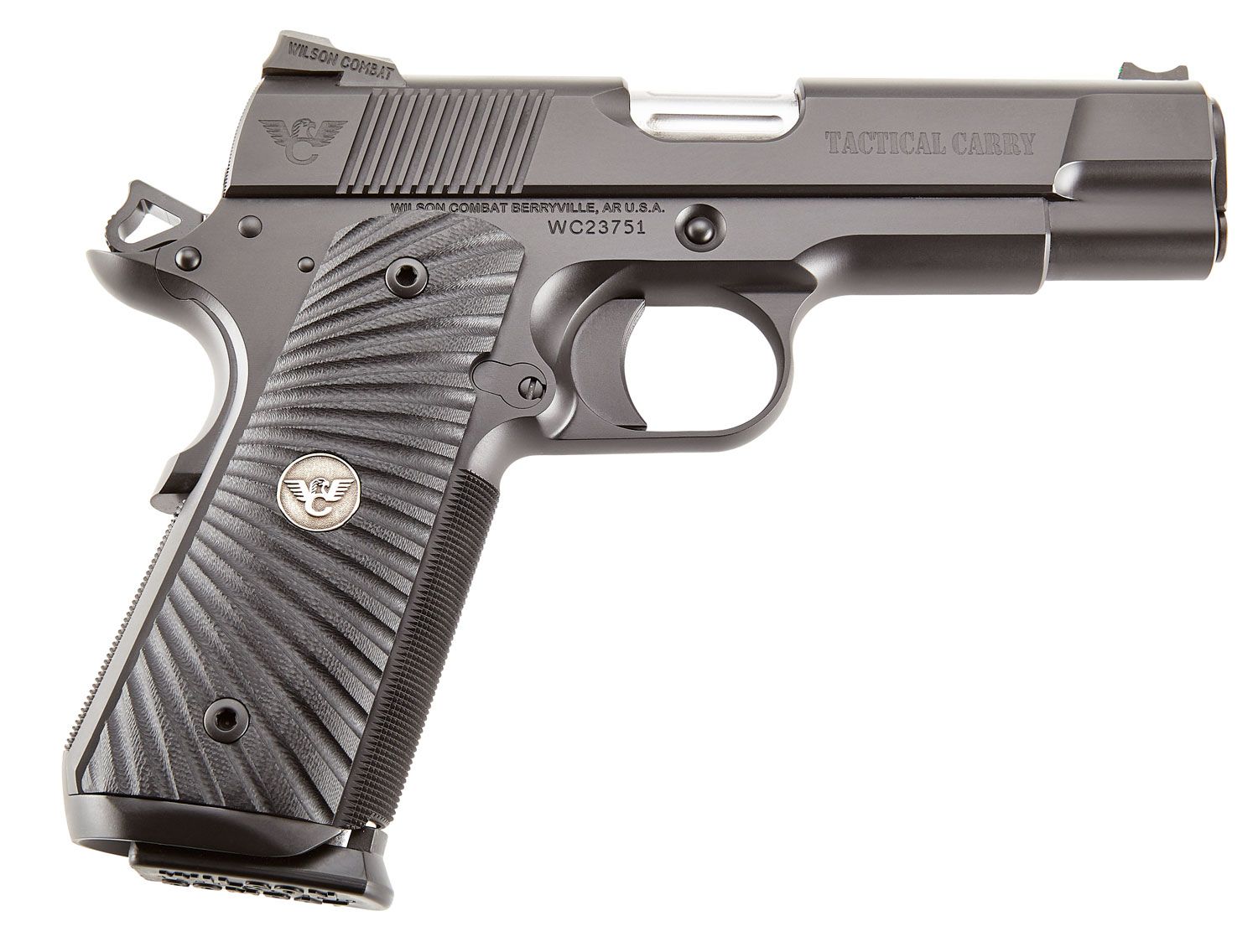 Wilson Combat 1911 Commander Tactical Carry Pistol TCCOM9, 9mm Luger, 4.25in, Black G10 Starburst, Black Armor-Tuff Finish, 8 Rds
